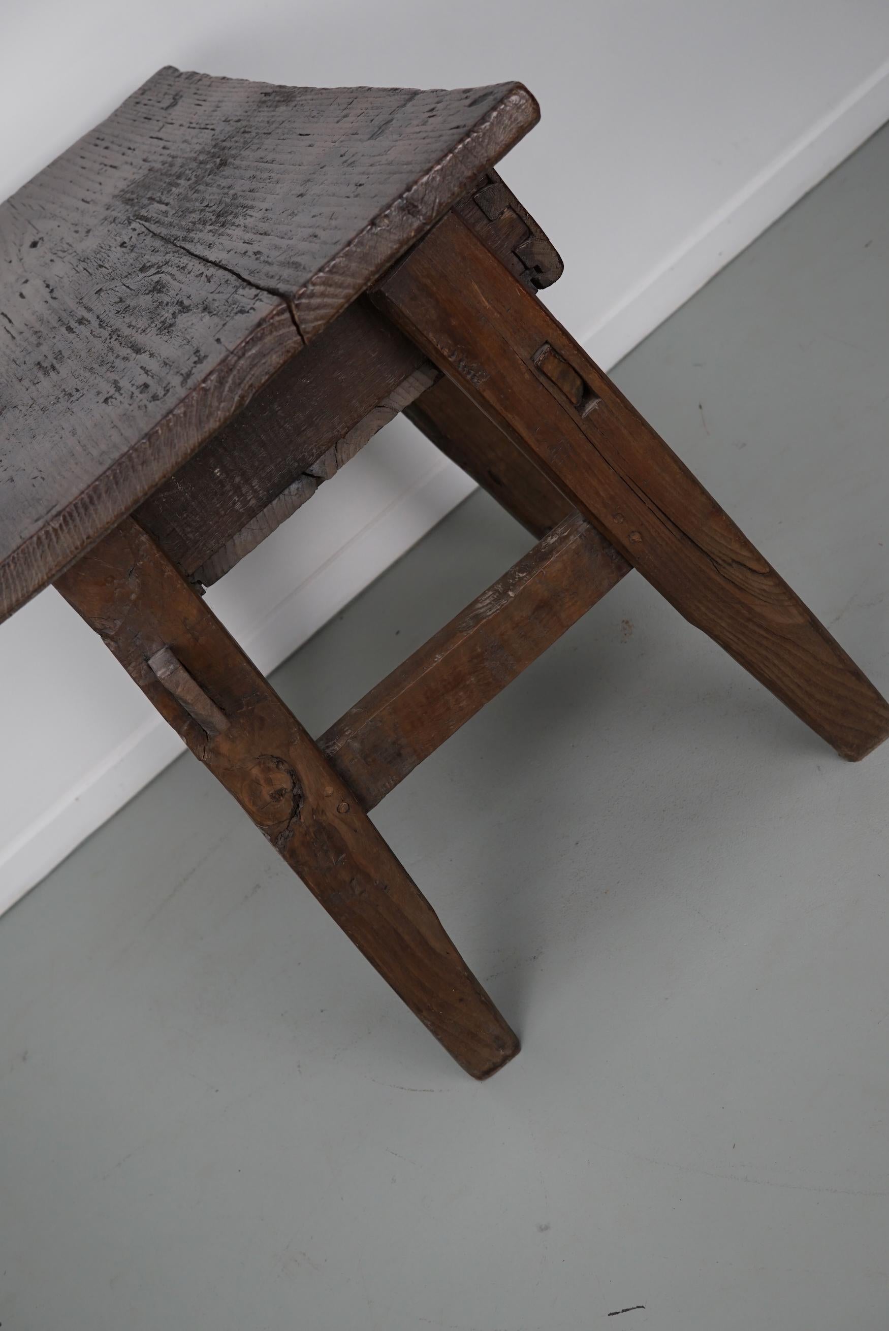 Antique Spanish Rustic Farmhouse Chestnut Side Table / Console, 18th Century 8