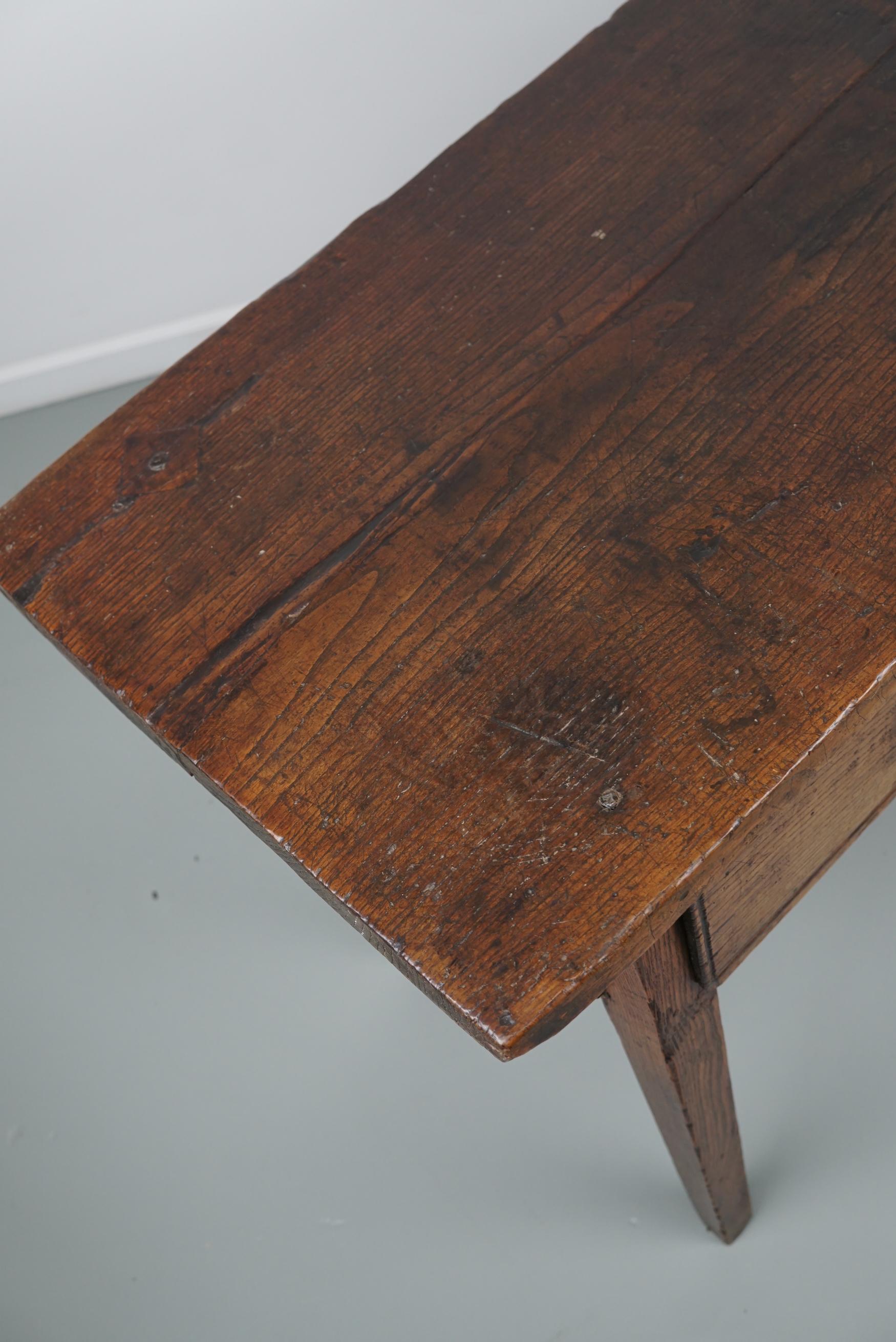 Antique Spanish Rustic Farmhouse Chestnut Side Table / Console, 18th Century 9