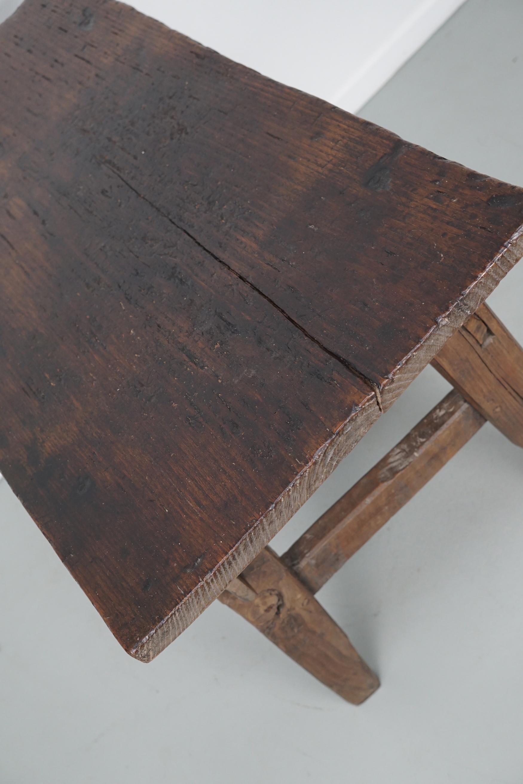 Antique Spanish Rustic Farmhouse Chestnut Side Table / Console, 18th Century 9