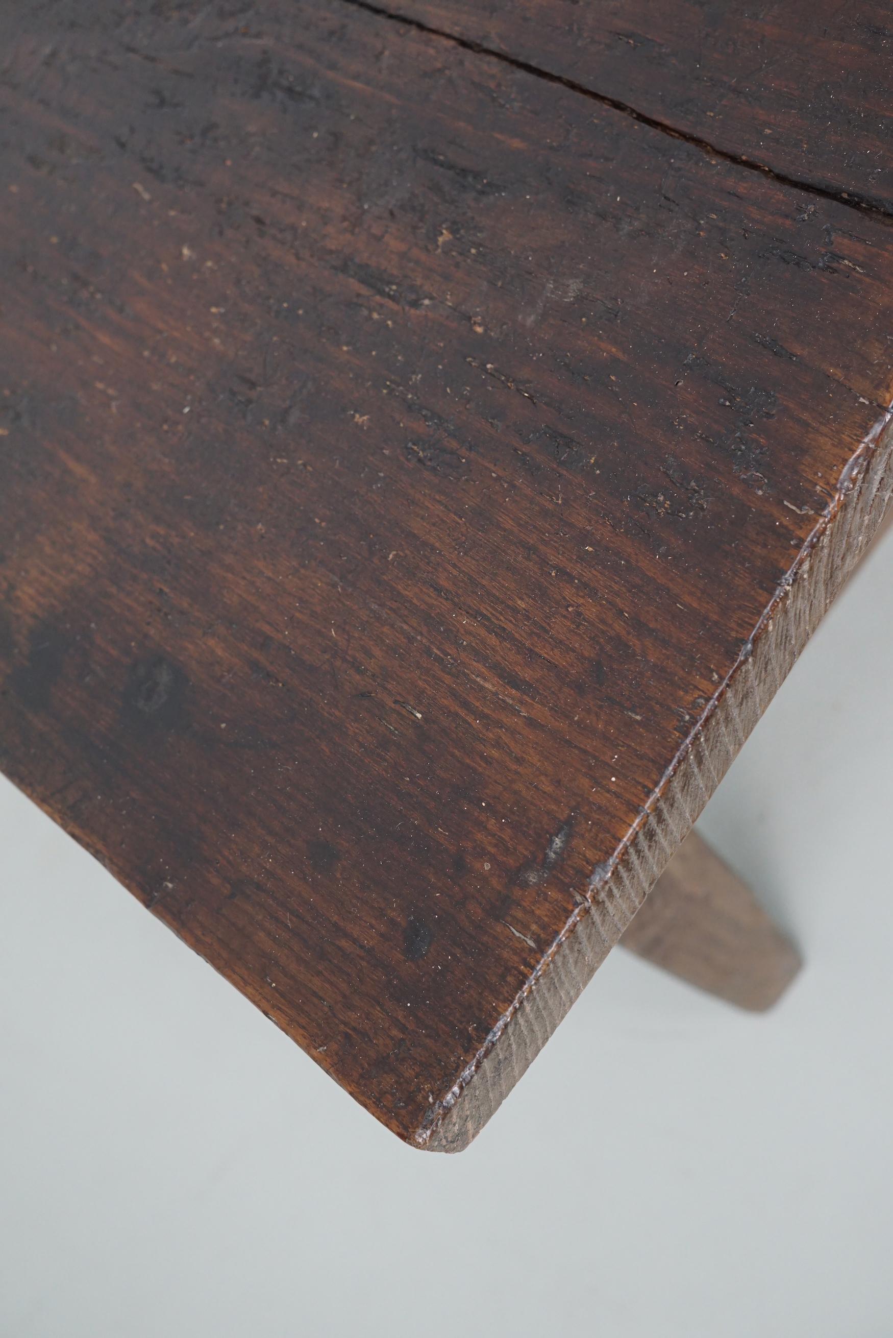 Antique Spanish Rustic Farmhouse Chestnut Side Table / Console, 18th Century 10