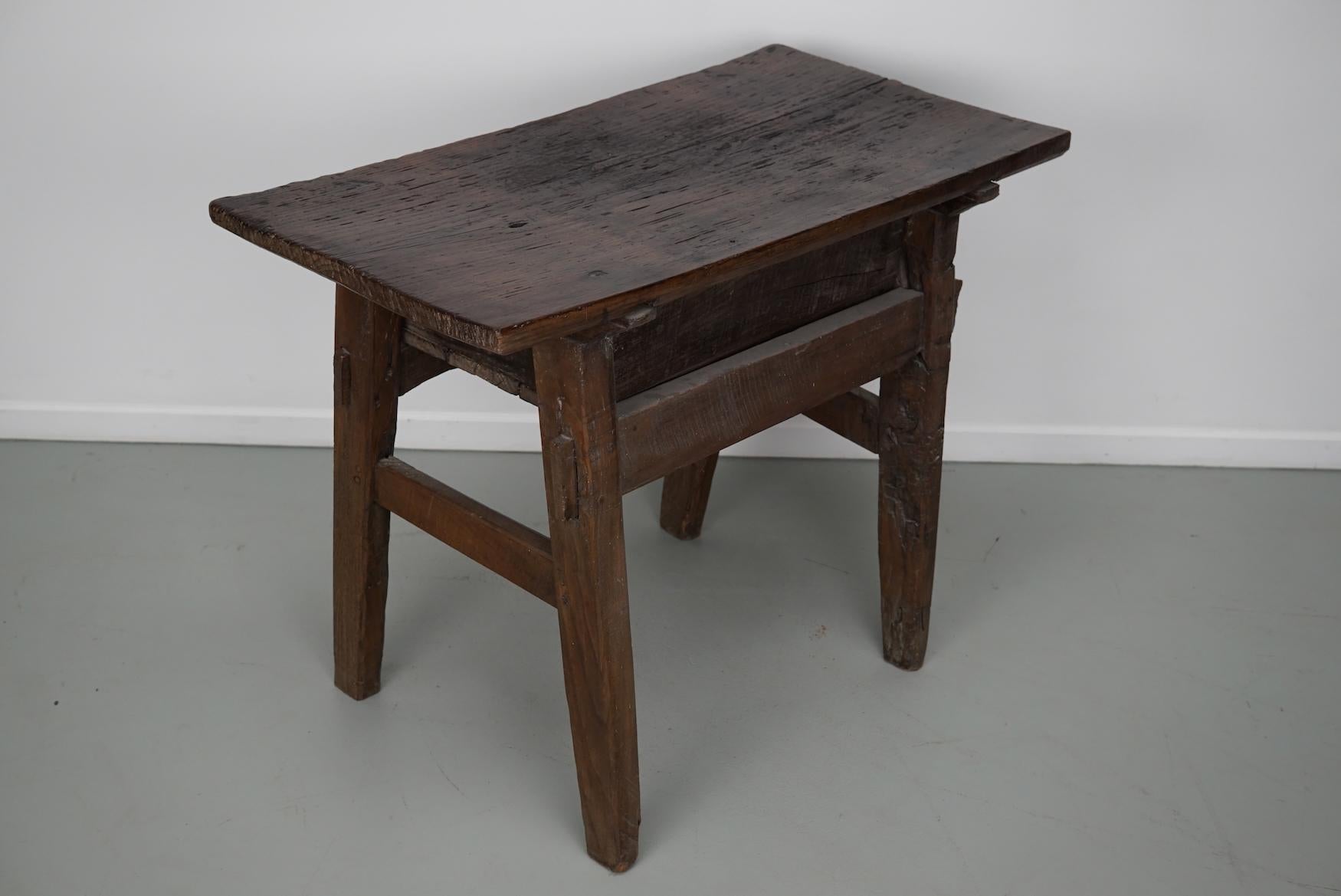 Antique Spanish Rustic Farmhouse Chestnut Side Table / Console, 18th Century 12