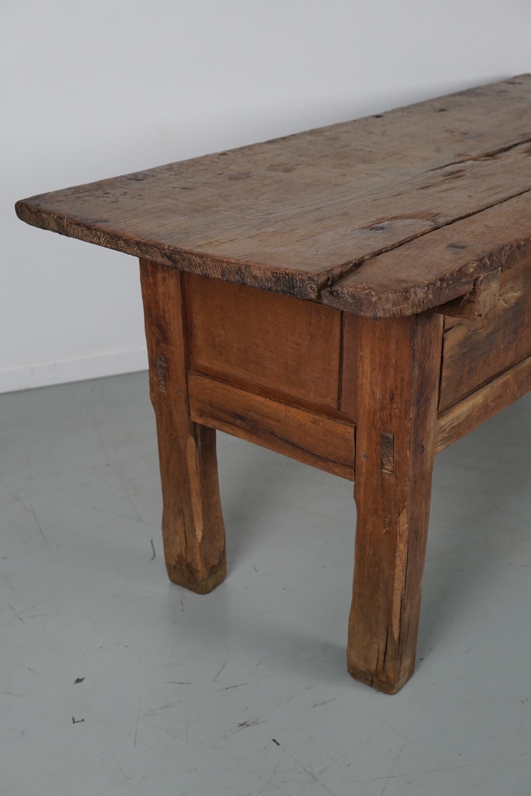 Antique Spanish Rustic Farmhouse Chestnut Side Table / Console, 18th Century For Sale 14