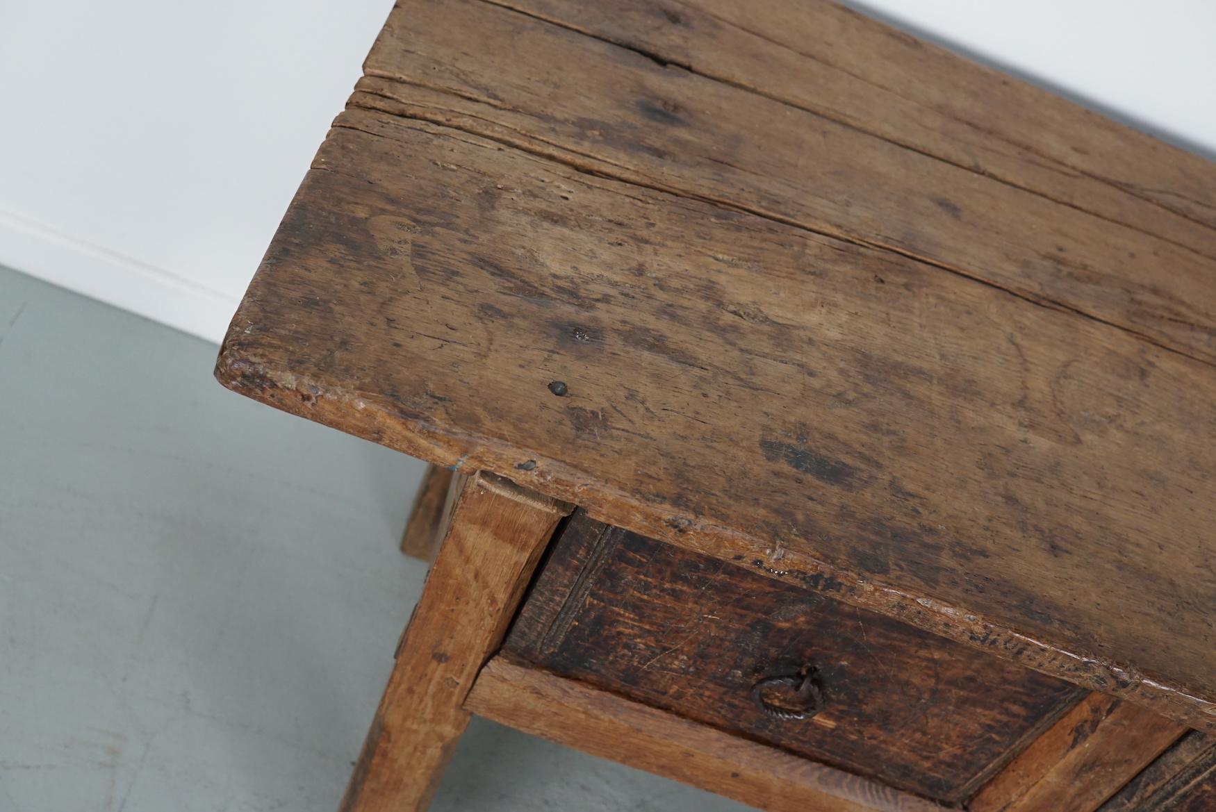 18th Century and Earlier Antique Spanish Rustic Farmhouse Chestnut Side Table / Console, 18th Century For Sale