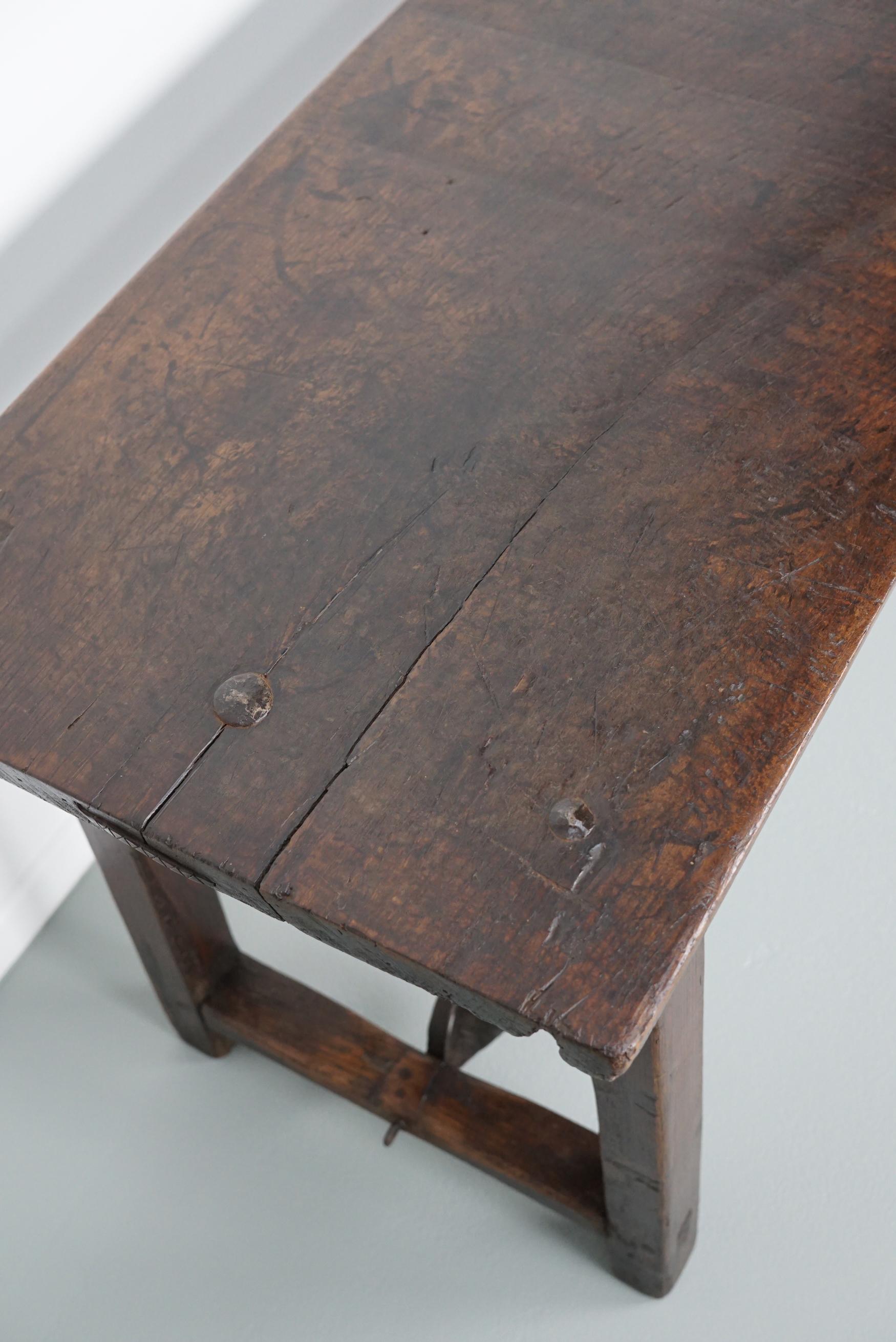 18th Century and Earlier Antique Spanish Rustic Farmhouse Chestnut Side Table / Console, 18th Century For Sale