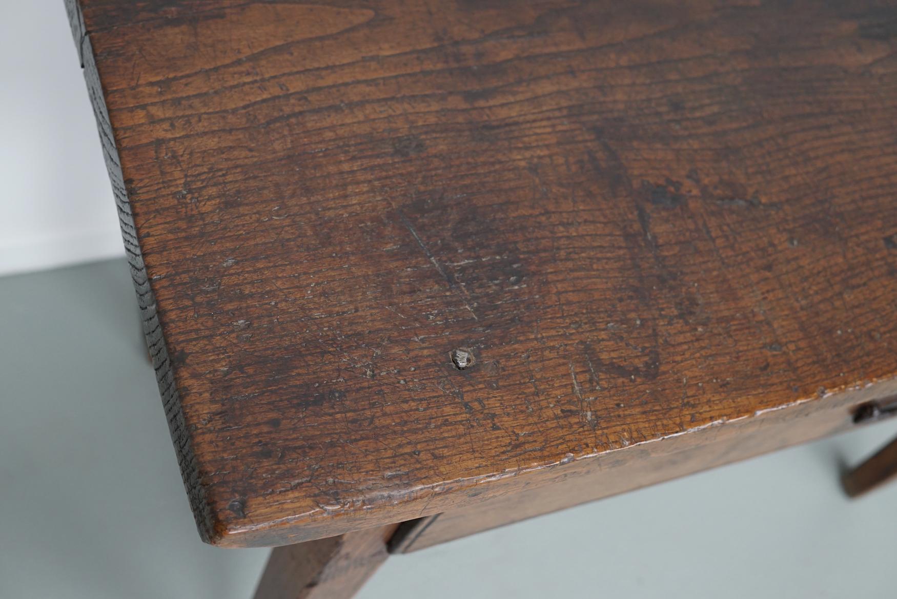 Antique Spanish Rustic Farmhouse Chestnut Side Table / Console, 18th Century 2