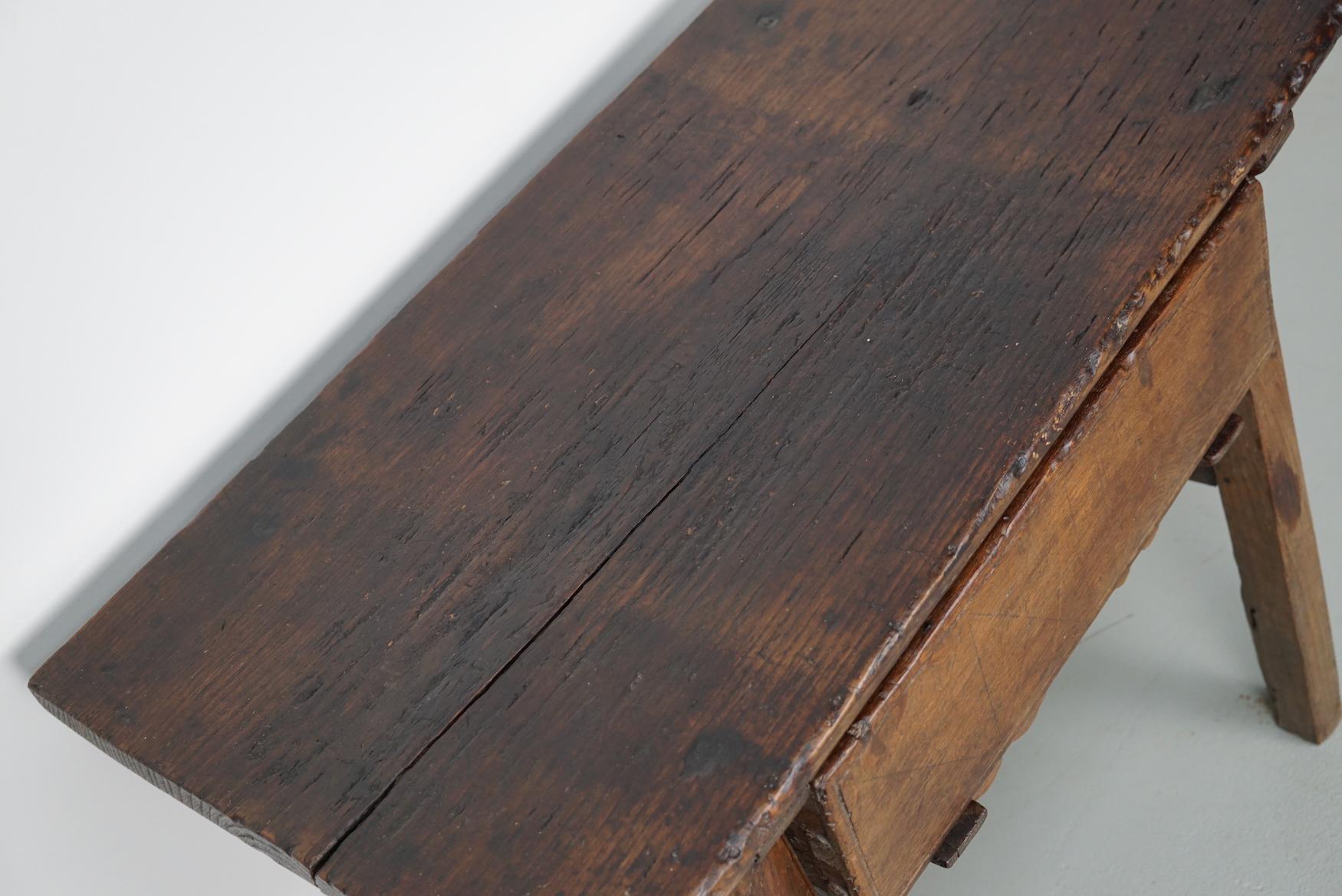 Antique Spanish Rustic Farmhouse Chestnut Side Table / Console, 18th Century 2