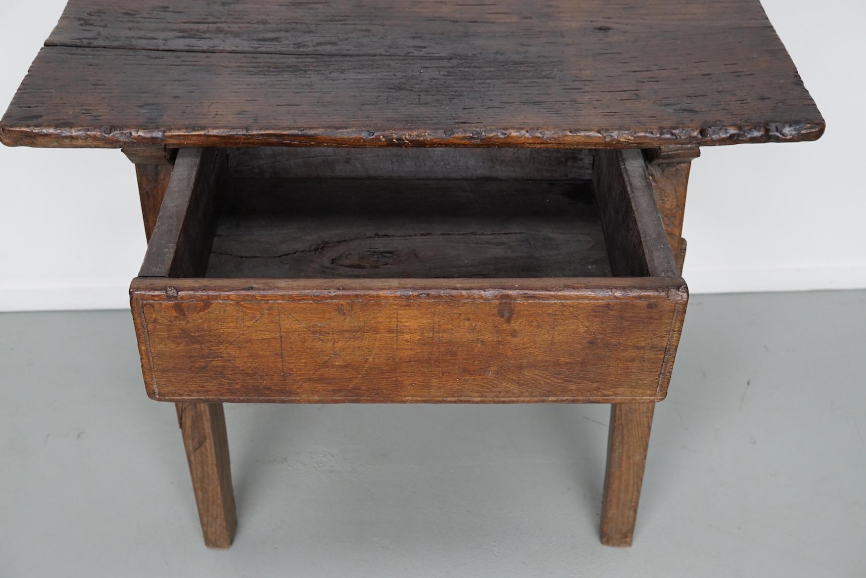 Antique Spanish Rustic Farmhouse Chestnut Side Table / Console, 18th Century 5