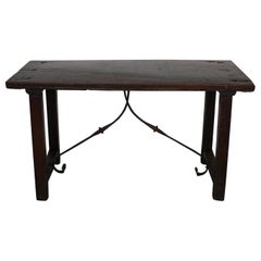 Antique Spanish Rustic Farmhouse Chestnut Side Table / Console, 18th Century