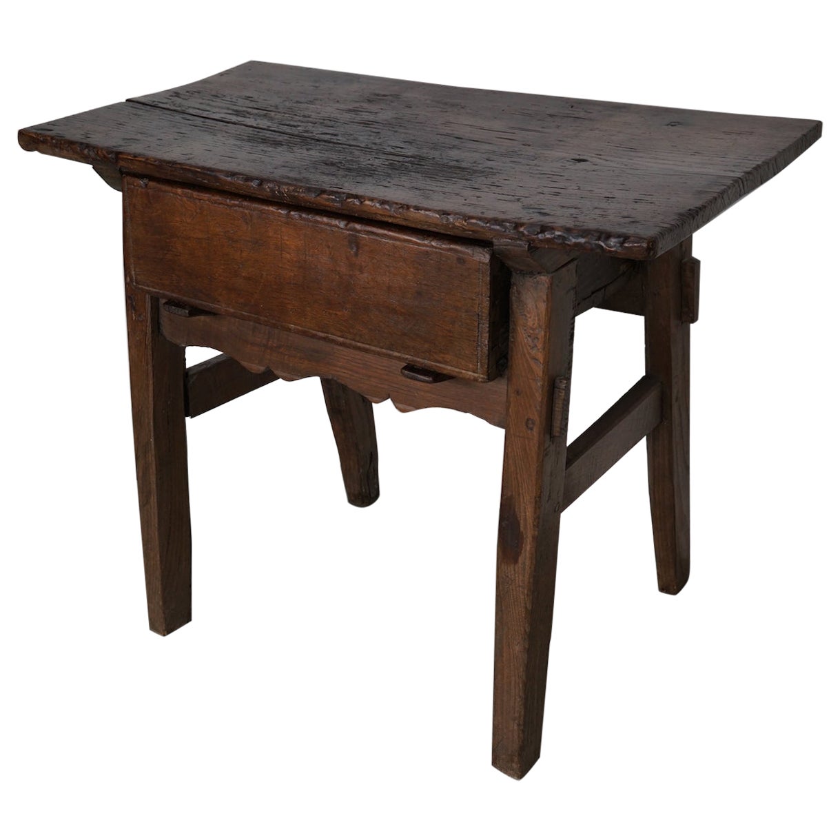 Antique Spanish Rustic Farmhouse Chestnut Side Table / Console, 18th Century
