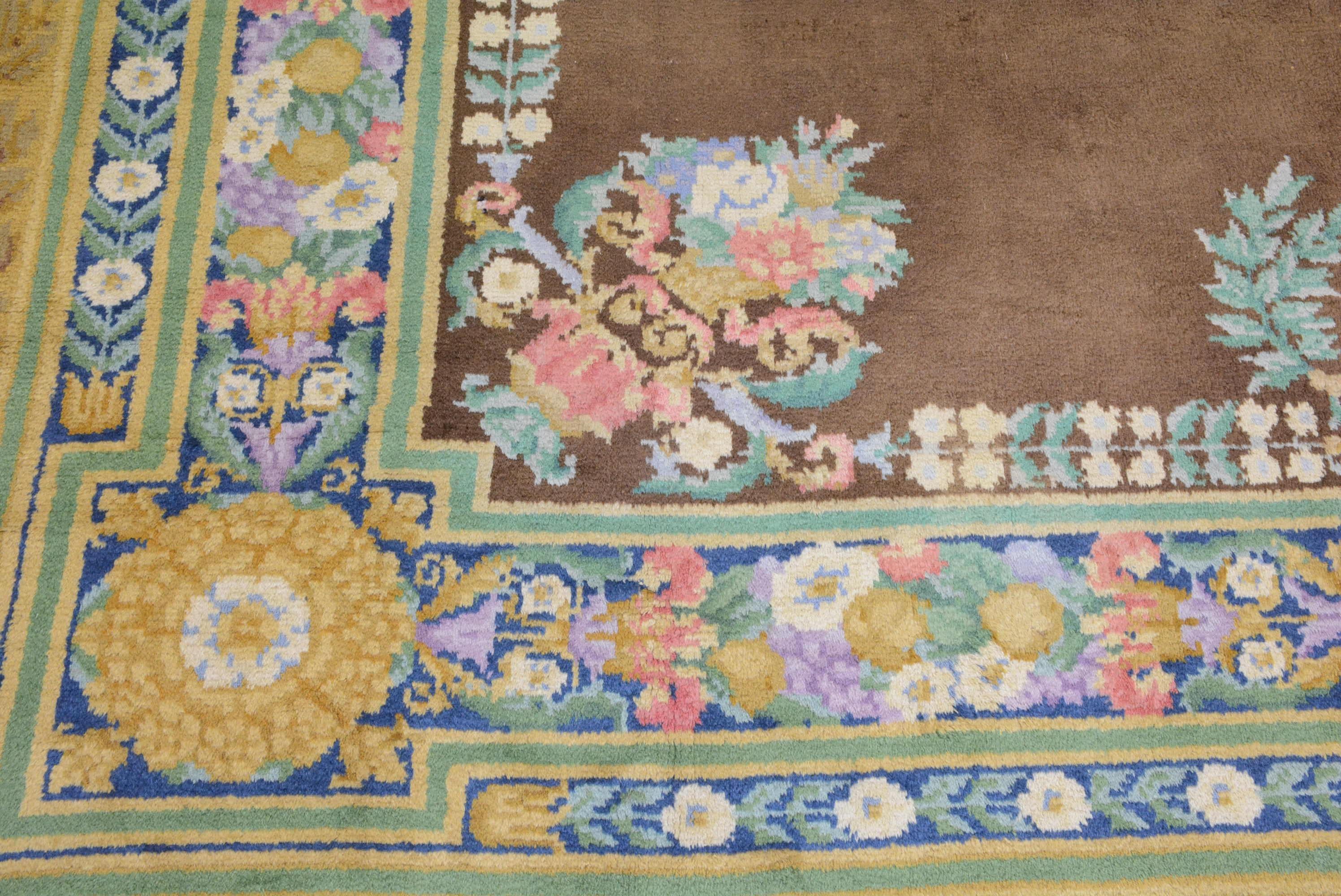 Aubusson Antique Spanish Savonnerie Carpet For Sale