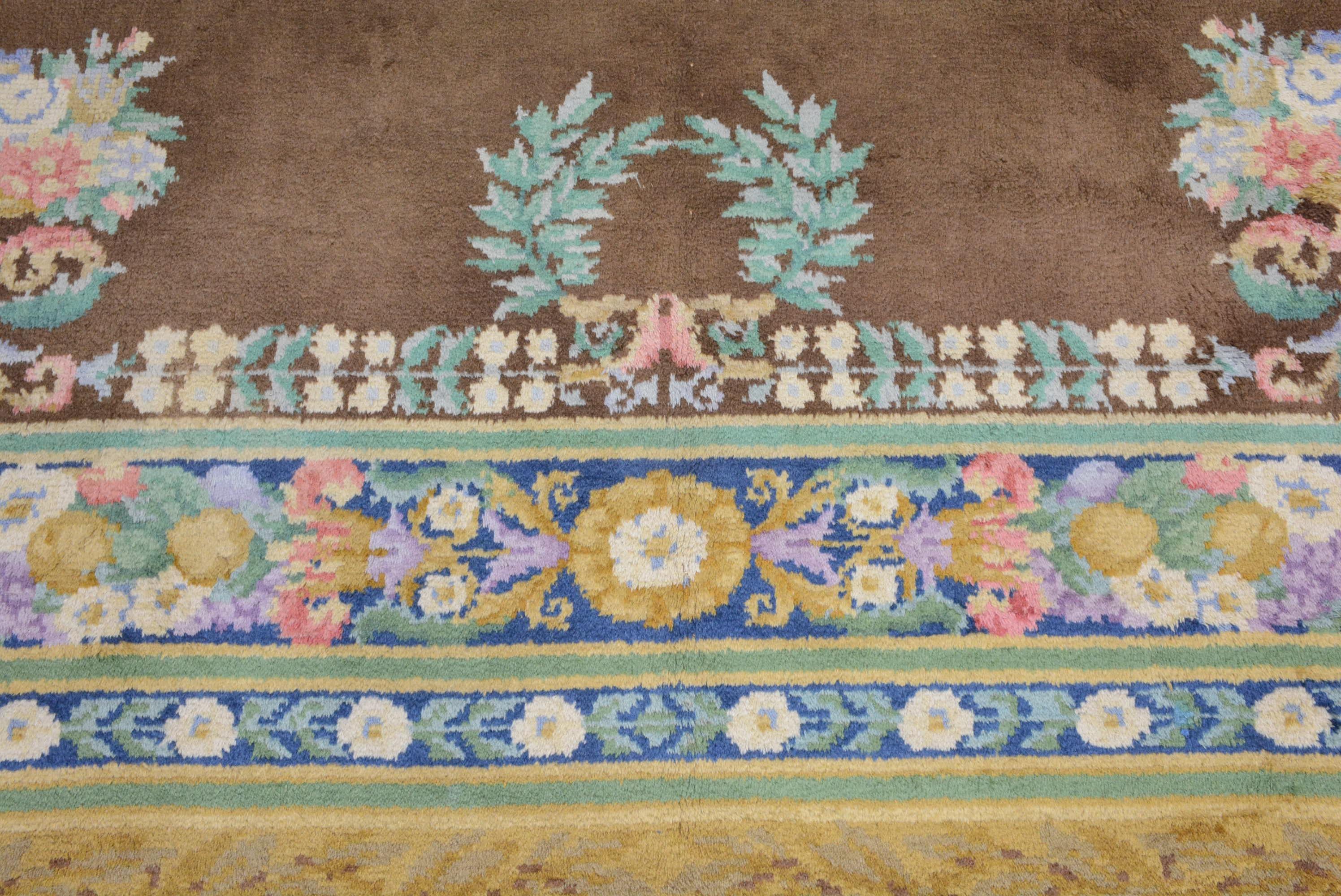 Woven Antique Spanish Savonnerie Carpet For Sale