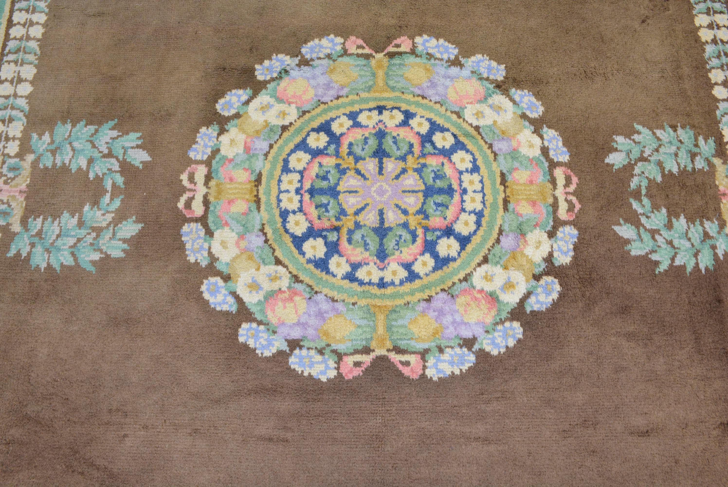 Wool Antique Spanish Savonnerie Carpet For Sale