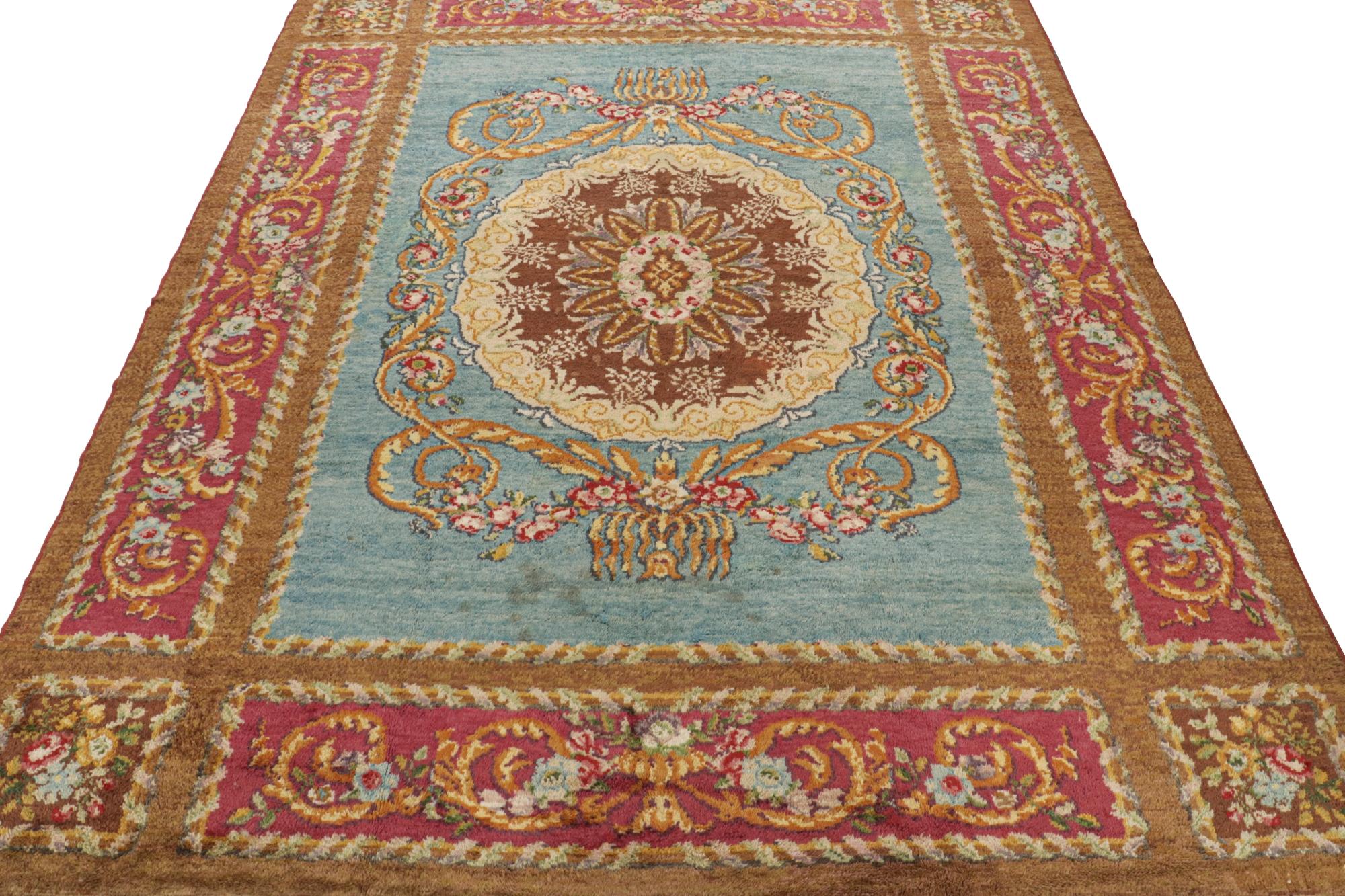 Late 19th Century Antique Spanish Savonnerie Rug in Blue with Medallion For Sale