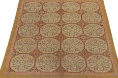 Antique Spanish Savonnerie rug in Ochre with Medallion Patterns by Rug & Kilim