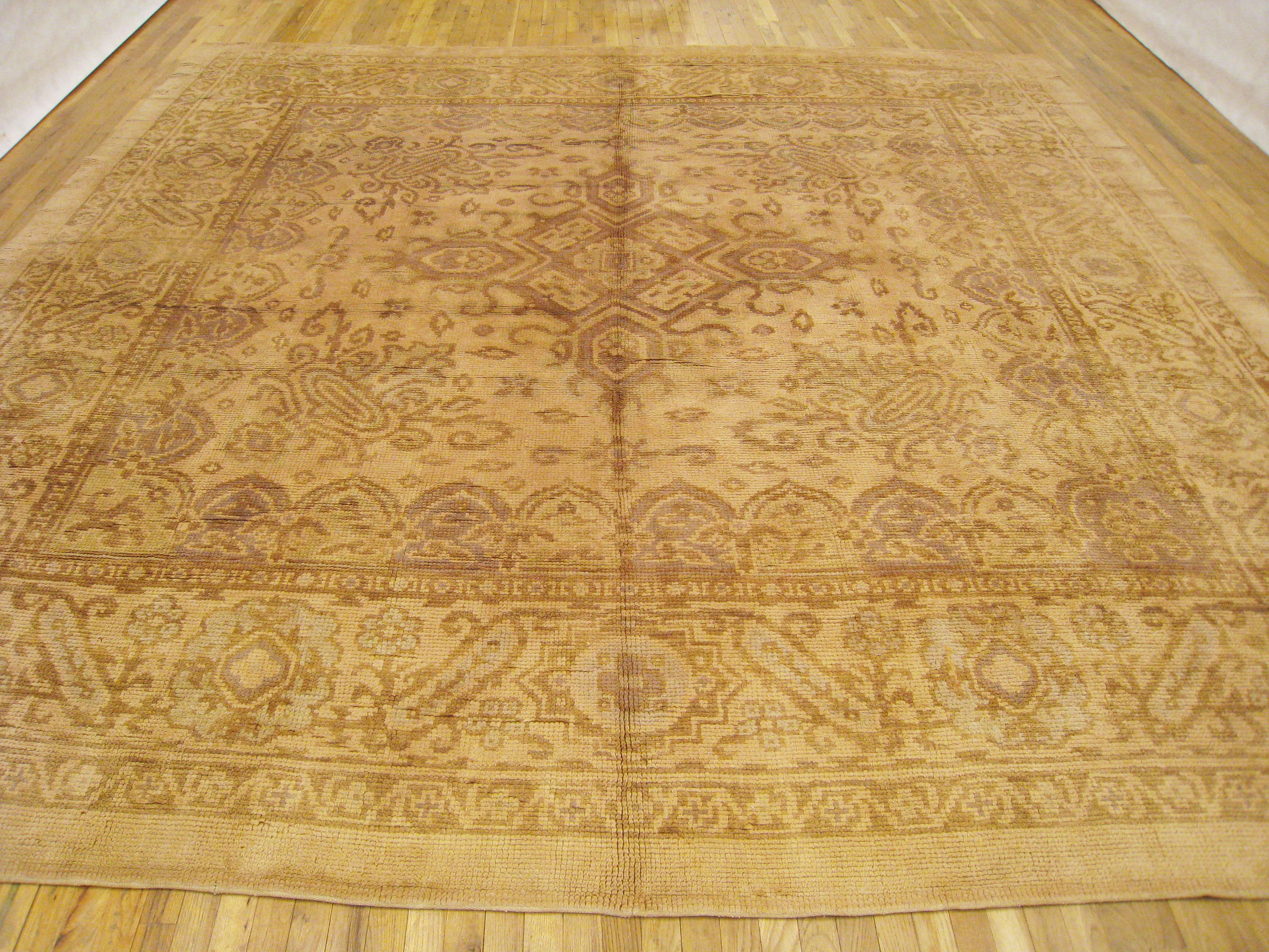Hand-Knotted Antique Spanish Savonnerie Rug, in Room Size, W/ Central Medallion For Sale