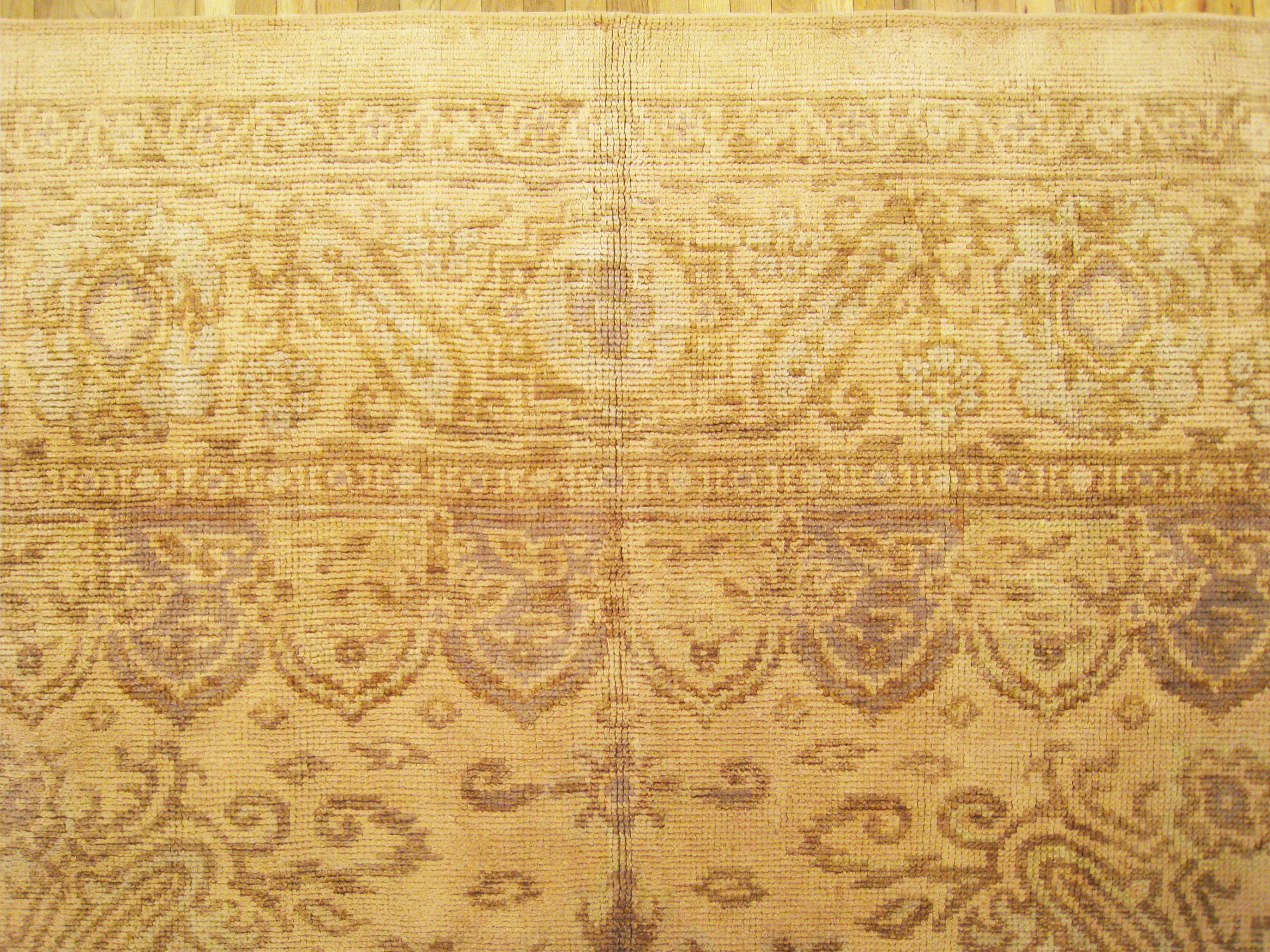 Wool Antique Spanish Savonnerie Rug, in Room Size, W/ Central Medallion For Sale