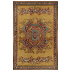 Antiker spanischer Savonnerie Teppich, mit Blumengirlanden, von Rug & Kilim