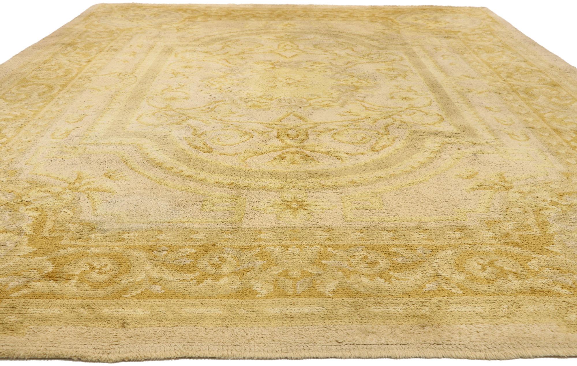 Aubusson Antique Spanish Savonnerie Rug with Louis XIV Style For Sale