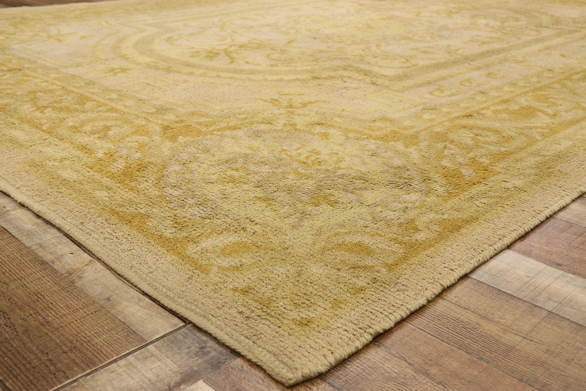 Wool Antique Spanish Savonnerie Rug with Louis XIV Style For Sale