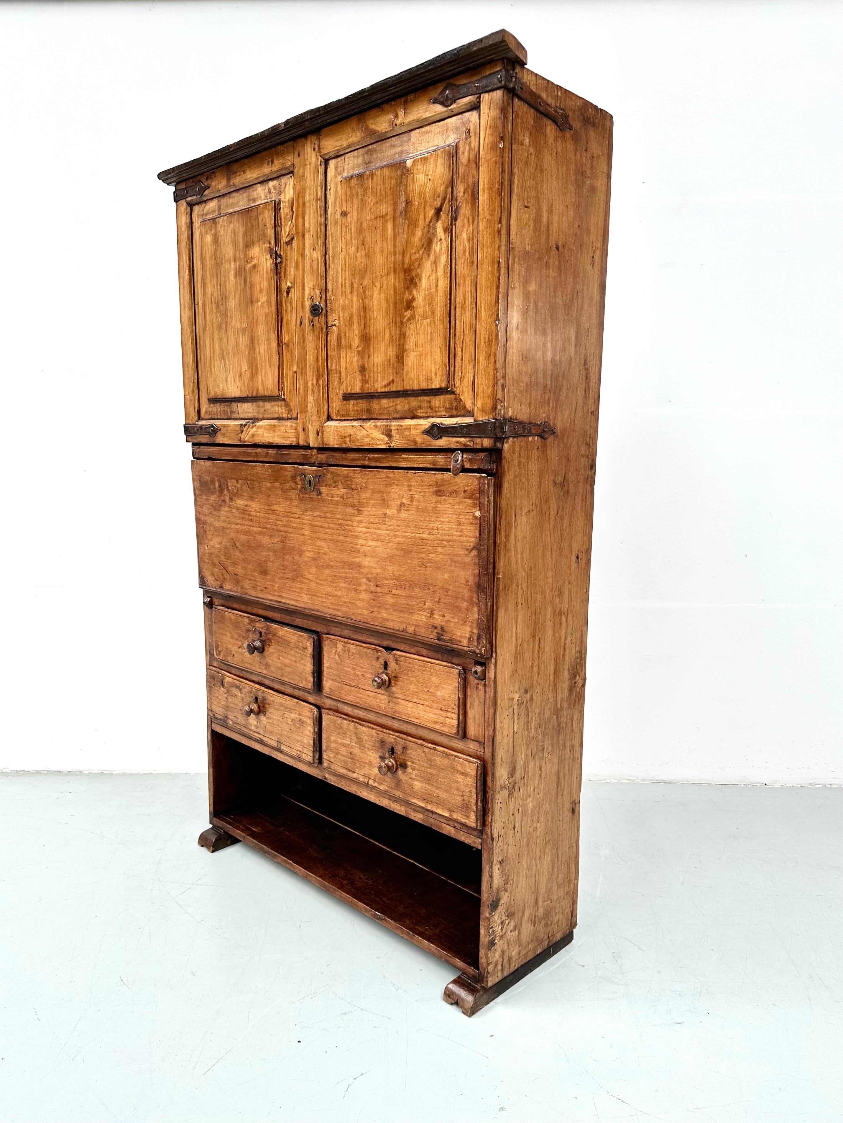 Antique Spanish Secretary Cabinet in Fruitwood, 19th Century. For Sale 3