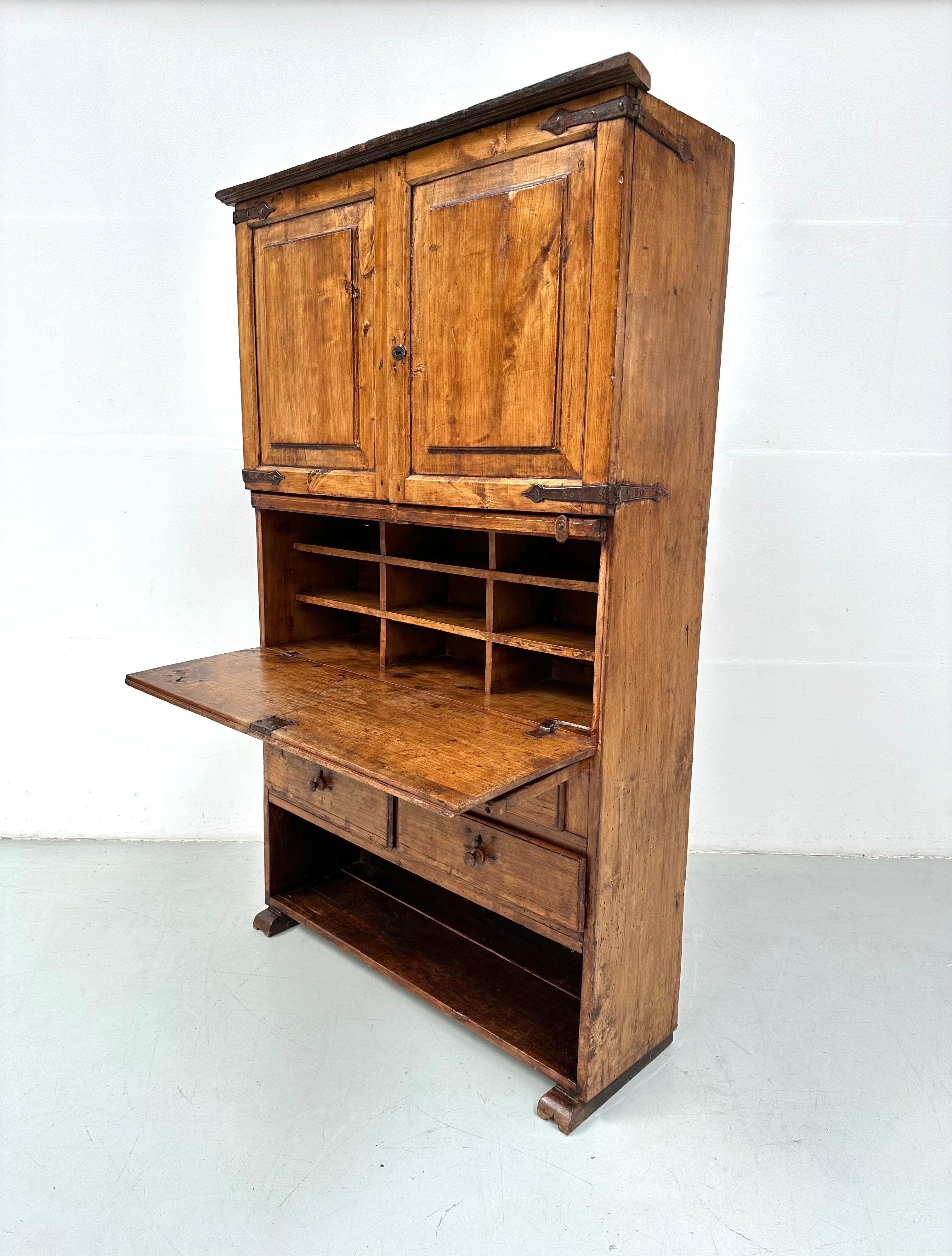 Antique Spanish Secretary Cabinet in Fruitwood, 19th Century. For Sale 5