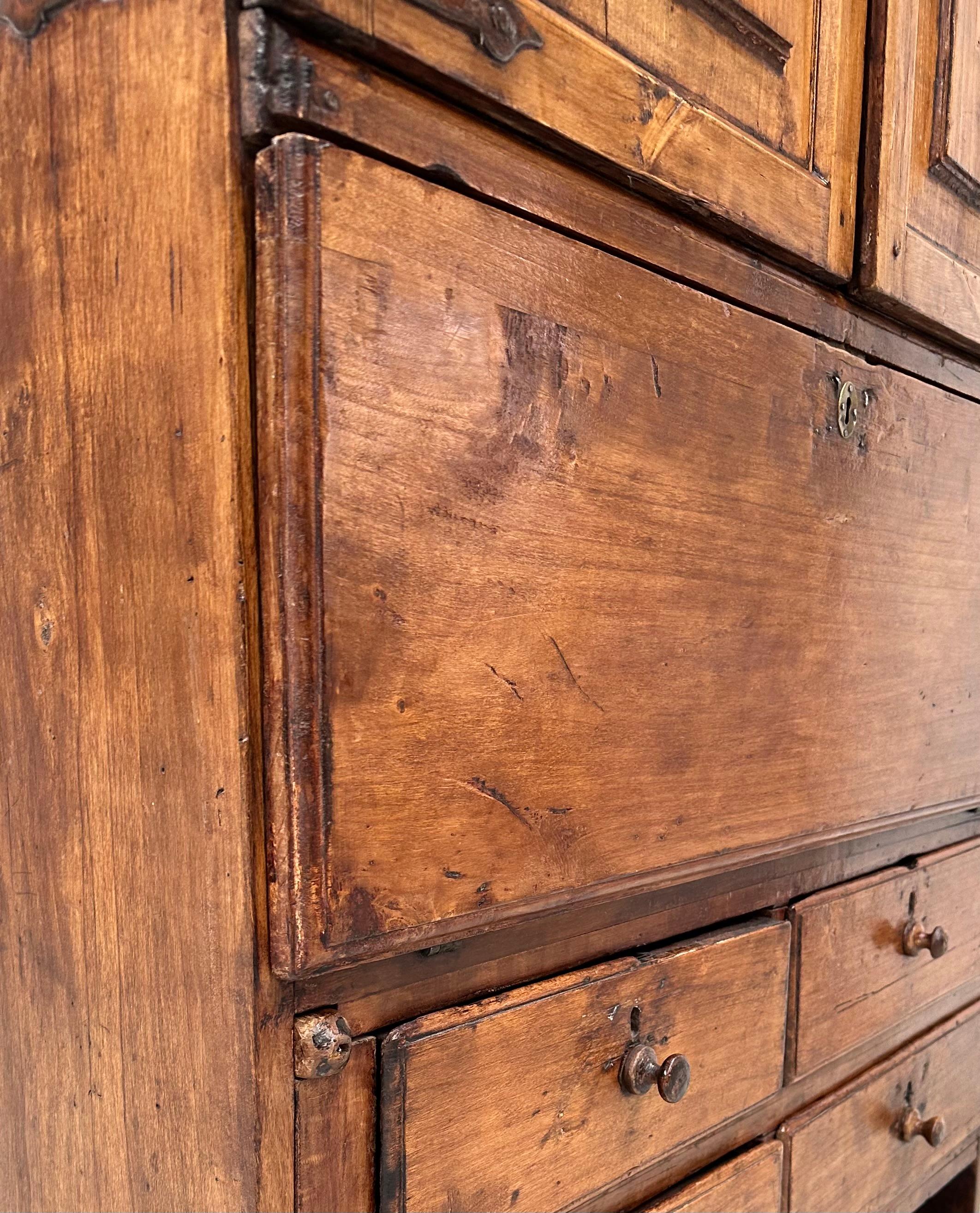 Antique Spanish Secretary Cabinet in Fruitwood, 19th Century. For Sale 9
