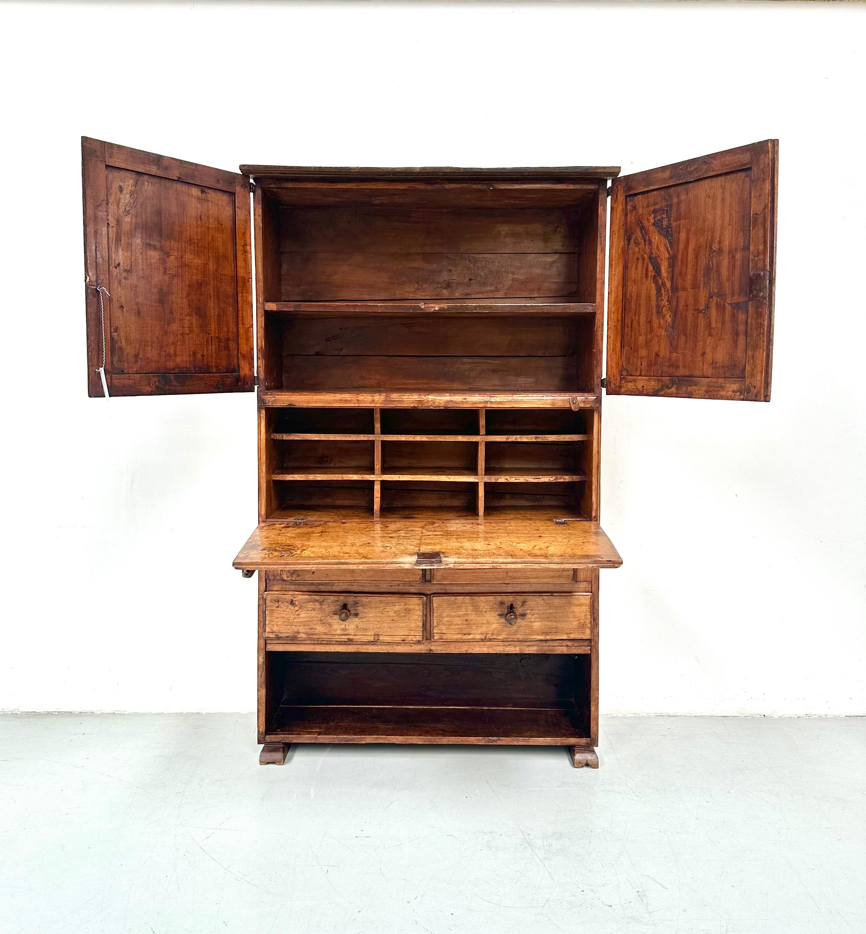 Antique Spanish Secretary Cabinet in Fruitwood, 19th Century. For Sale 1