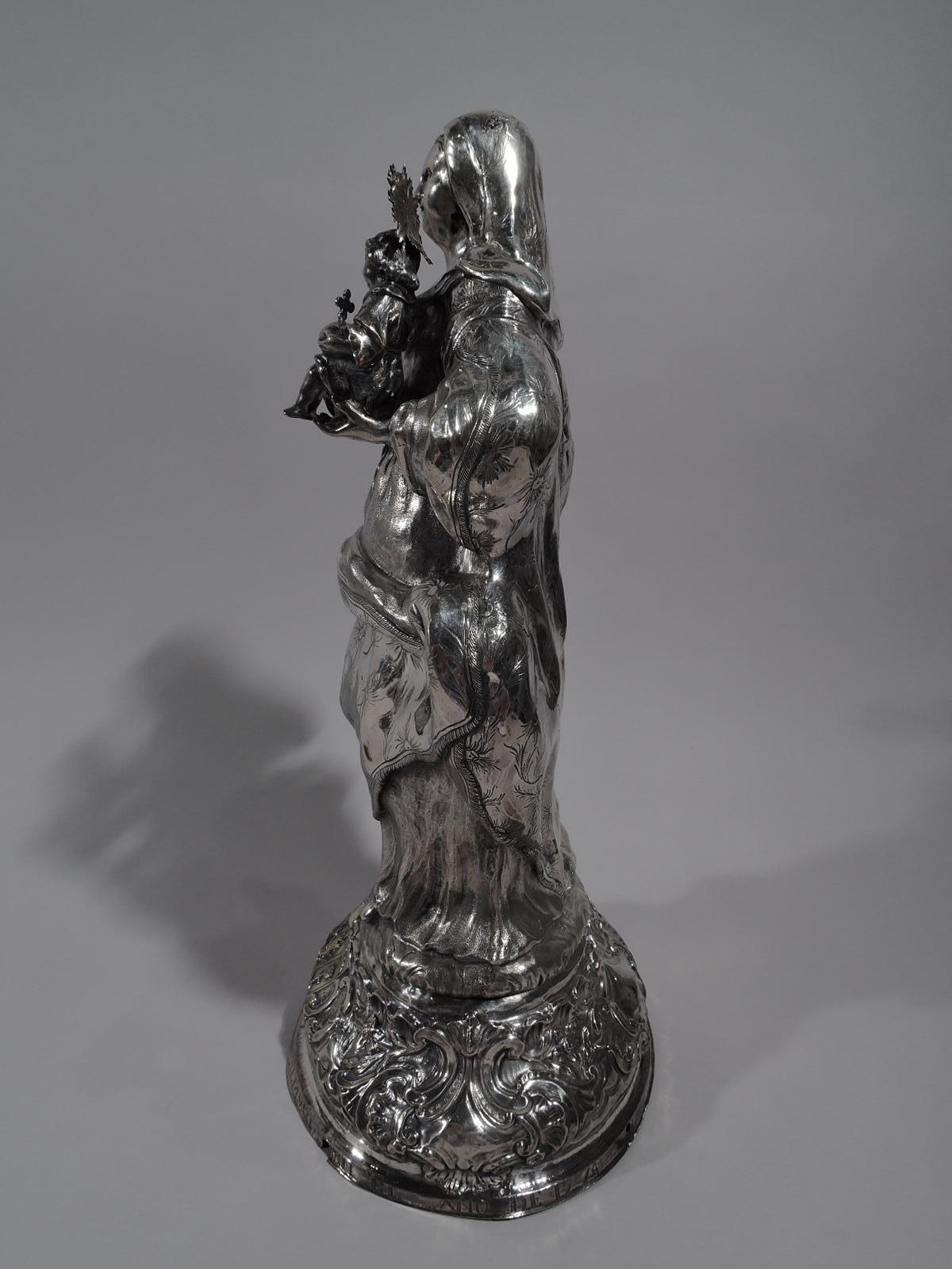 Antique Spanish Silver Figure of Virgin Mary and Child, 18th Century In Good Condition In New York, NY