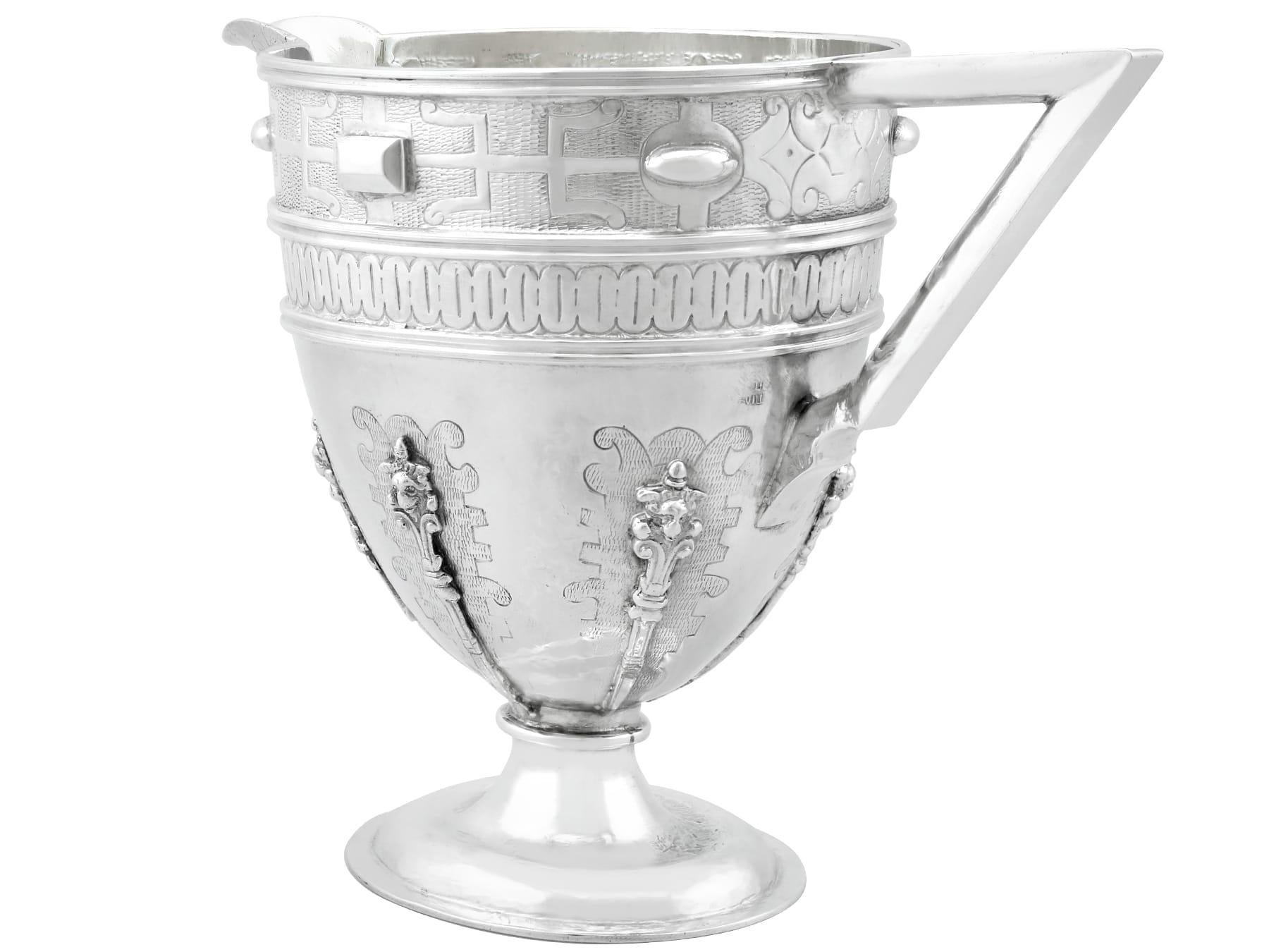 Antique Spanish Silver Jug and Matching Cups For Sale 2