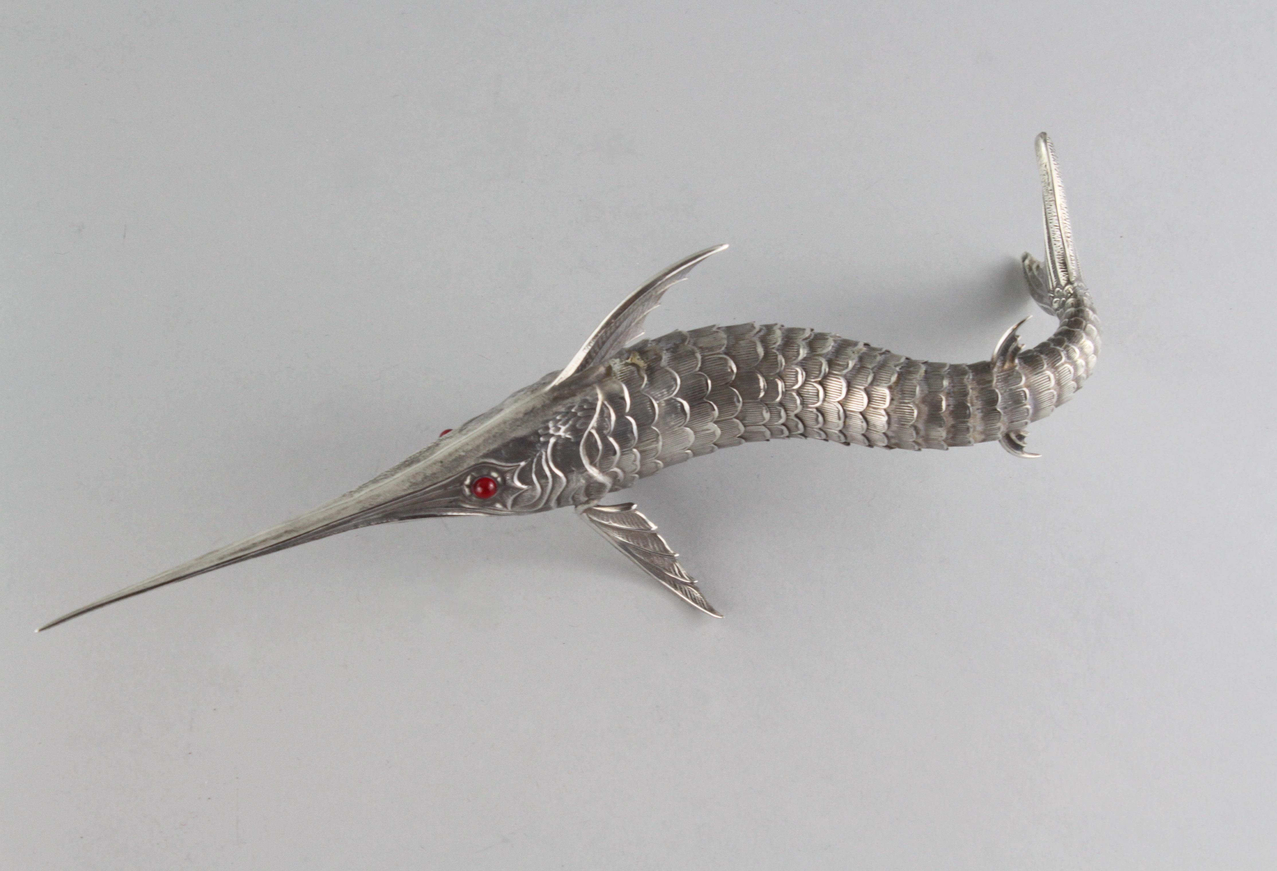 Mid-20th Century Antique Spanish Silver Swordfish Figurine, circa 1940s