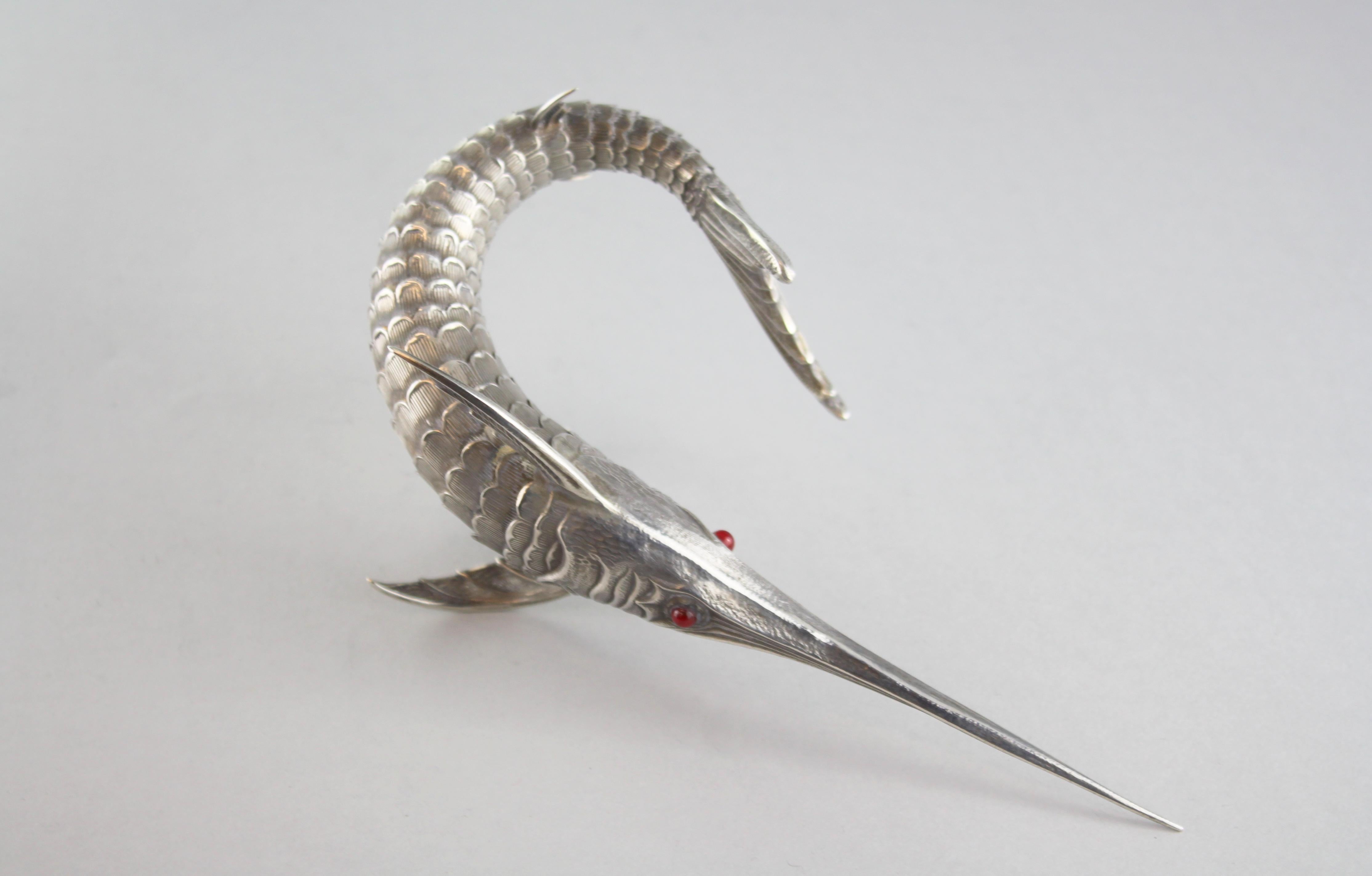 Antique Spanish Silver Swordfish Figurine, circa 1940s 1