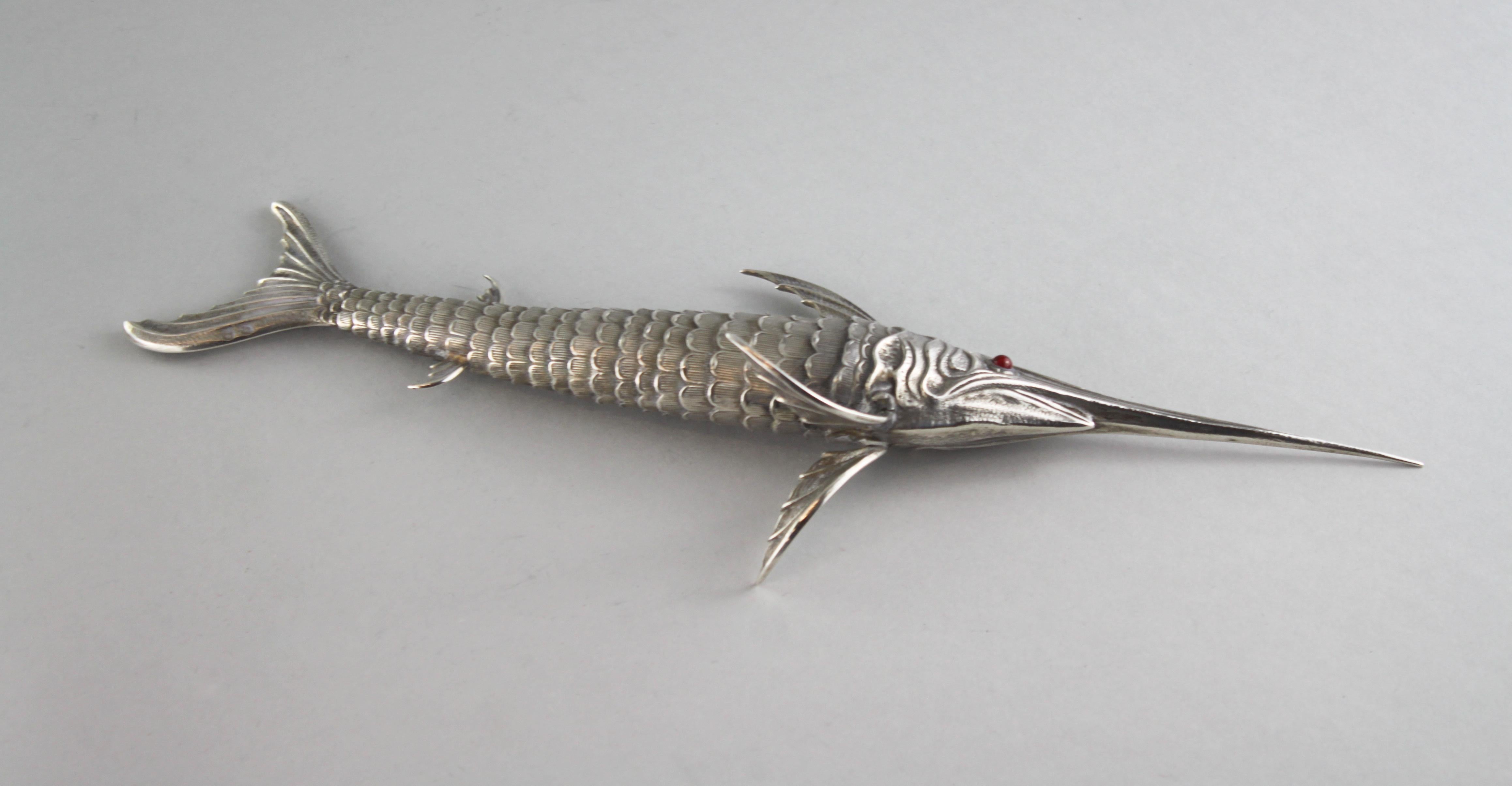 Antique Spanish Silver Swordfish Figurine, circa 1940s 2