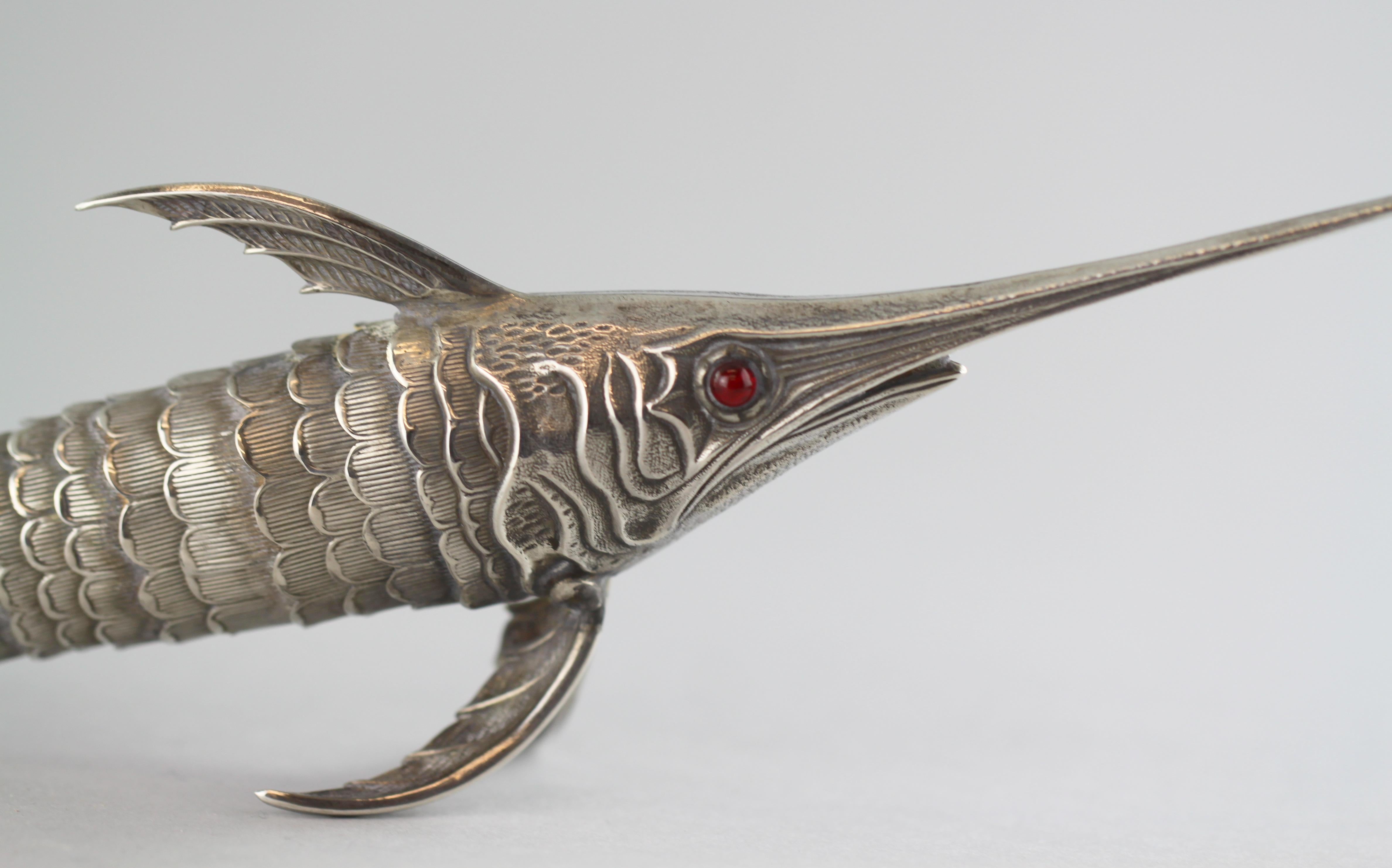 Antique Spanish Silver Swordfish Figurine, circa 1940s 3