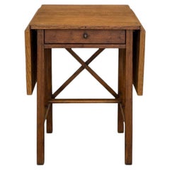 Antique Spanish Solid Pine Drop-Leaf Table with Drawer