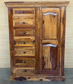 Antique Spanish Solide Olive Locking Pie or Larder Cabinet