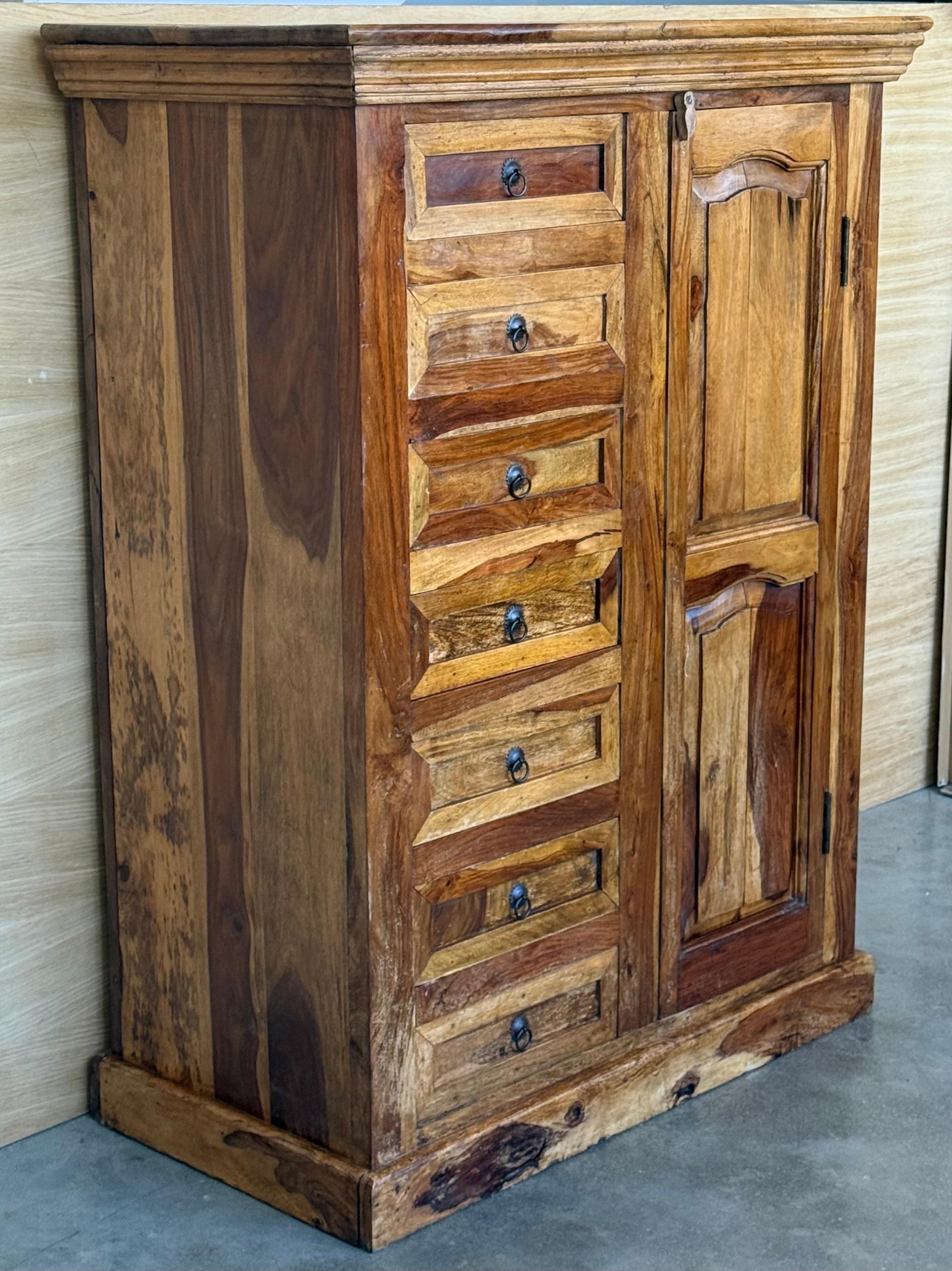 Antique Spanish Solide Olive Locking Pie or Larder Cabinet In Good Condition For Sale In Miami, FL
