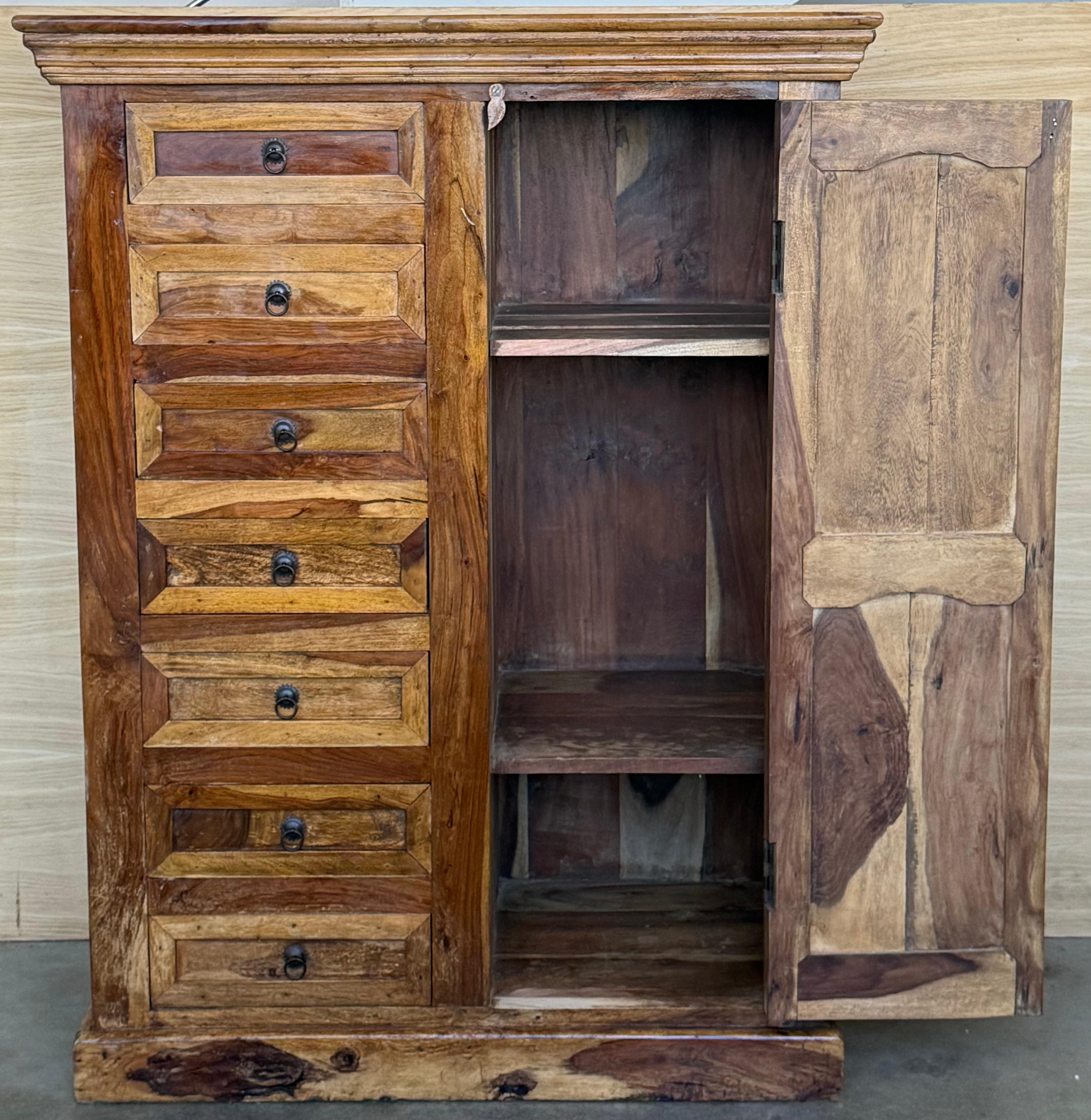 Antique Spanish Solide Olive Locking Pie or Larder Cabinet For Sale 1