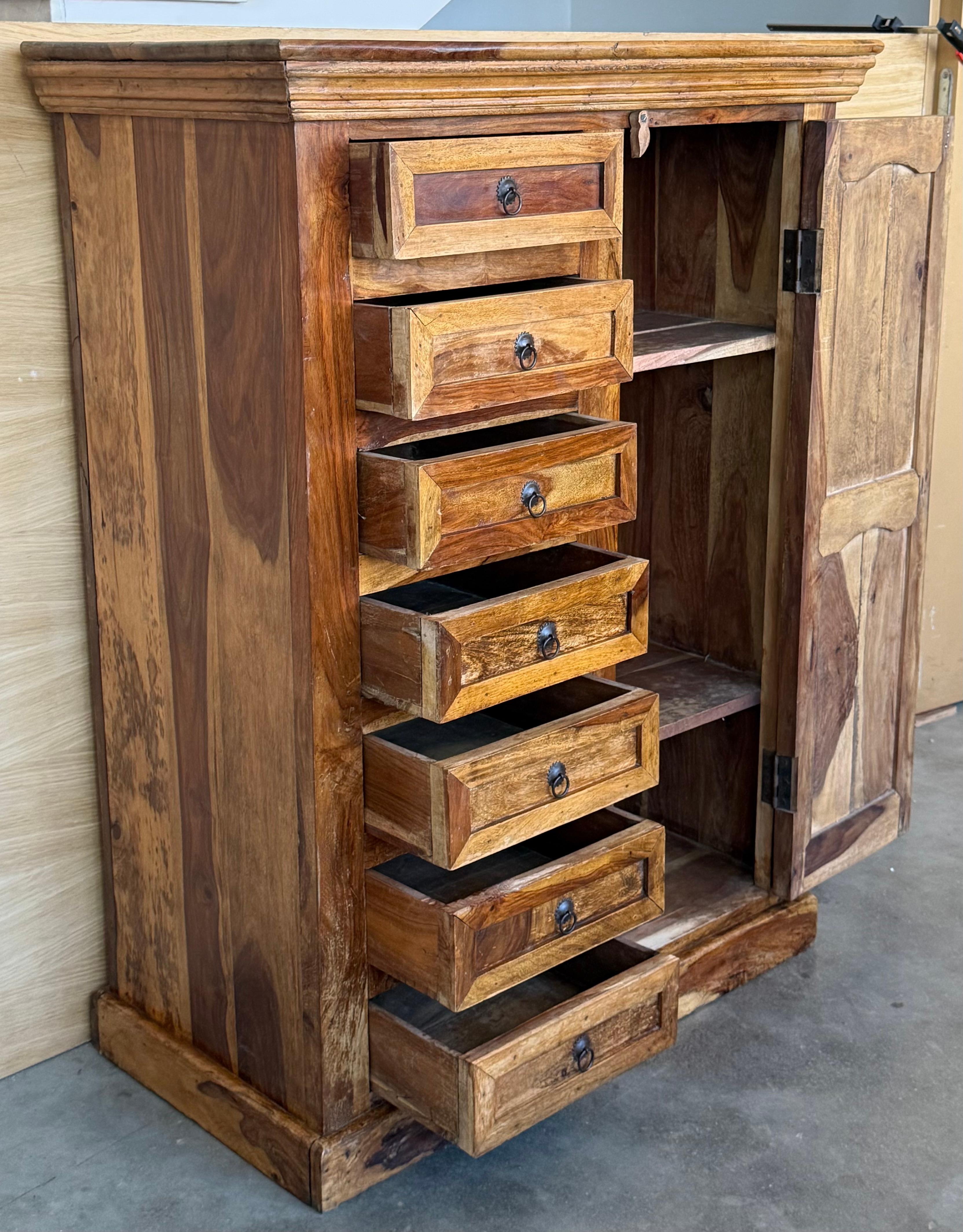 Antique Spanish Solide Olive Locking Pie or Larder Cabinet For Sale 2