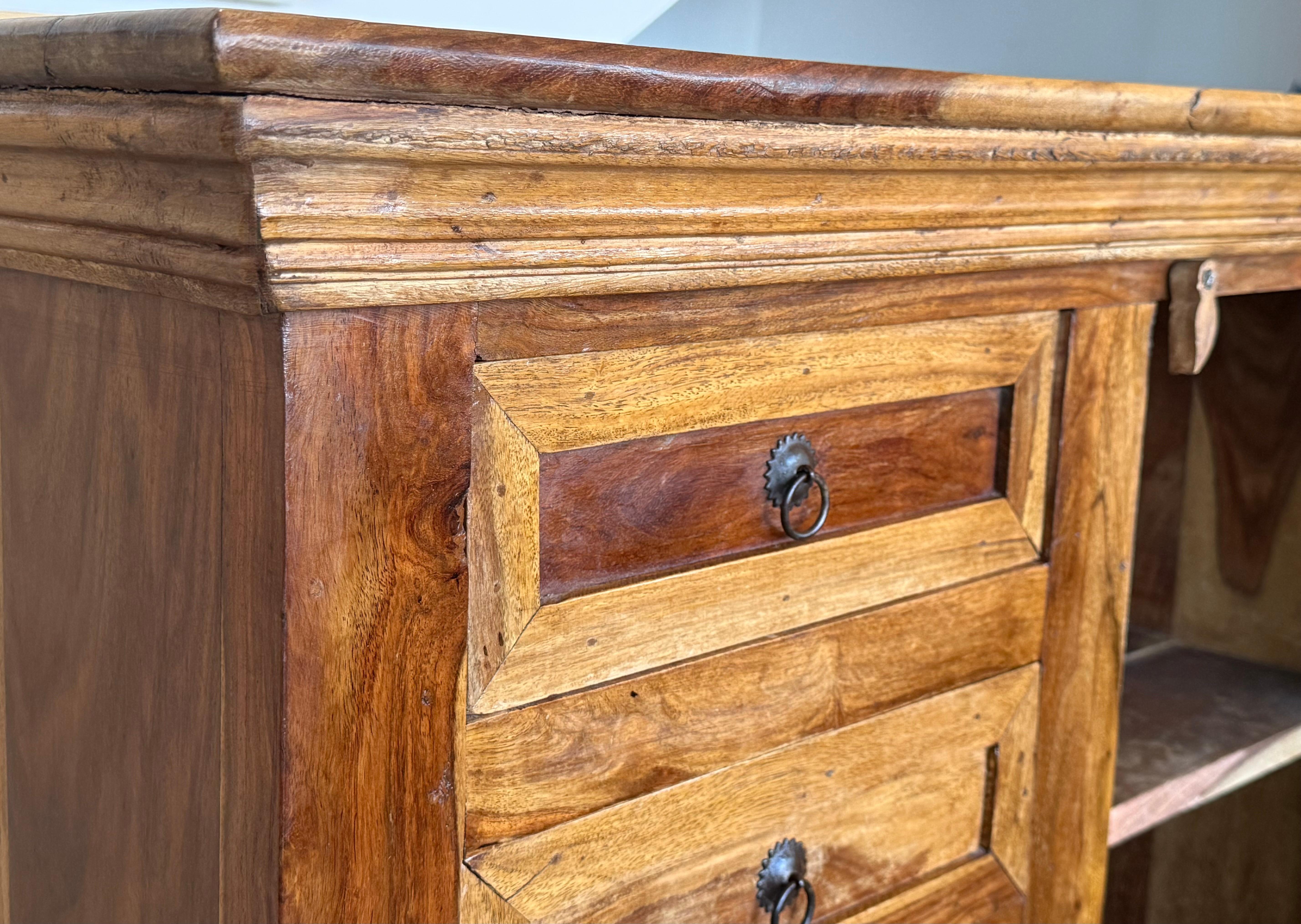 Antique Spanish Solide Olive Locking Pie or Larder Cabinet For Sale 4