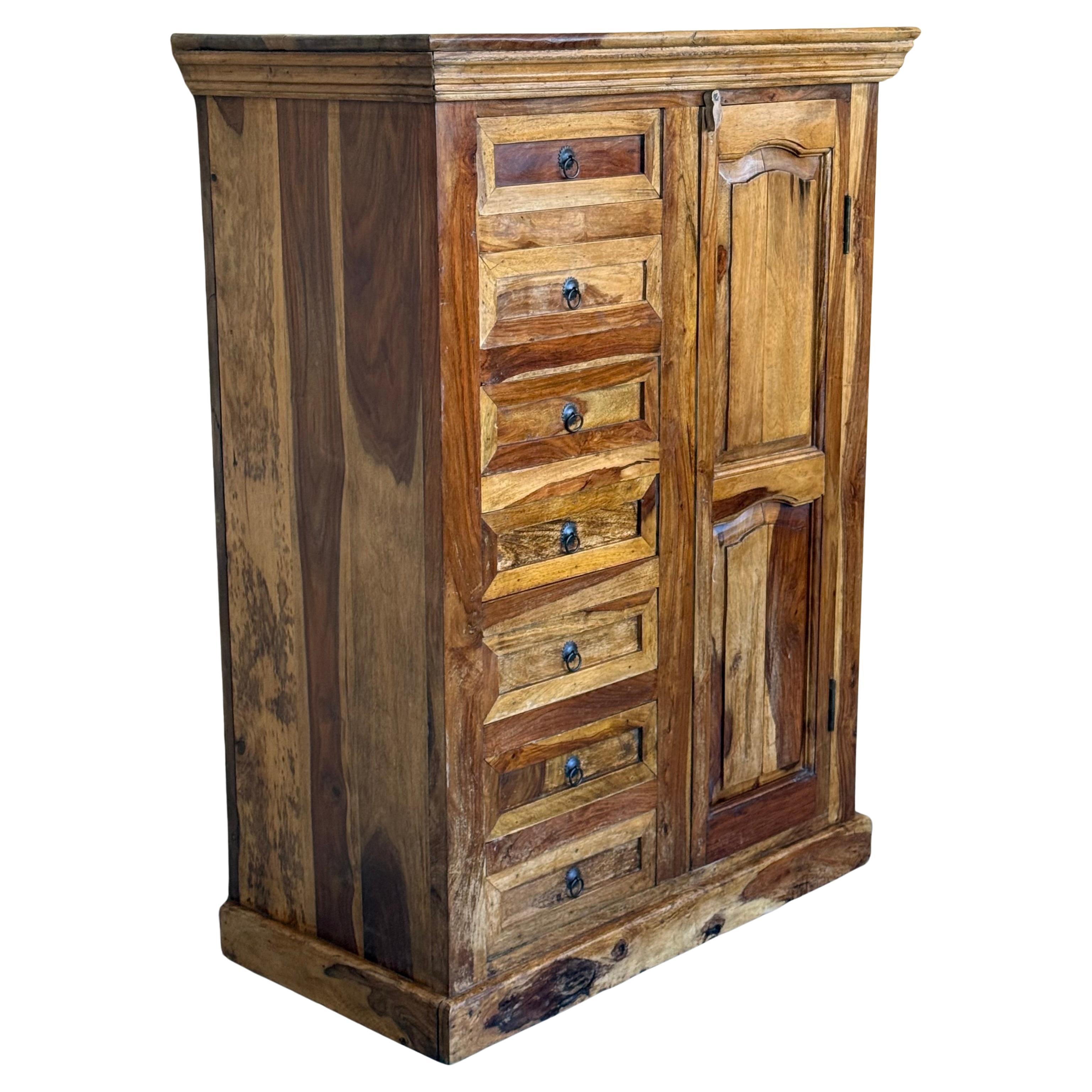 Antique Spanish Solide Olive Locking Pie or Larder Cabinet For Sale