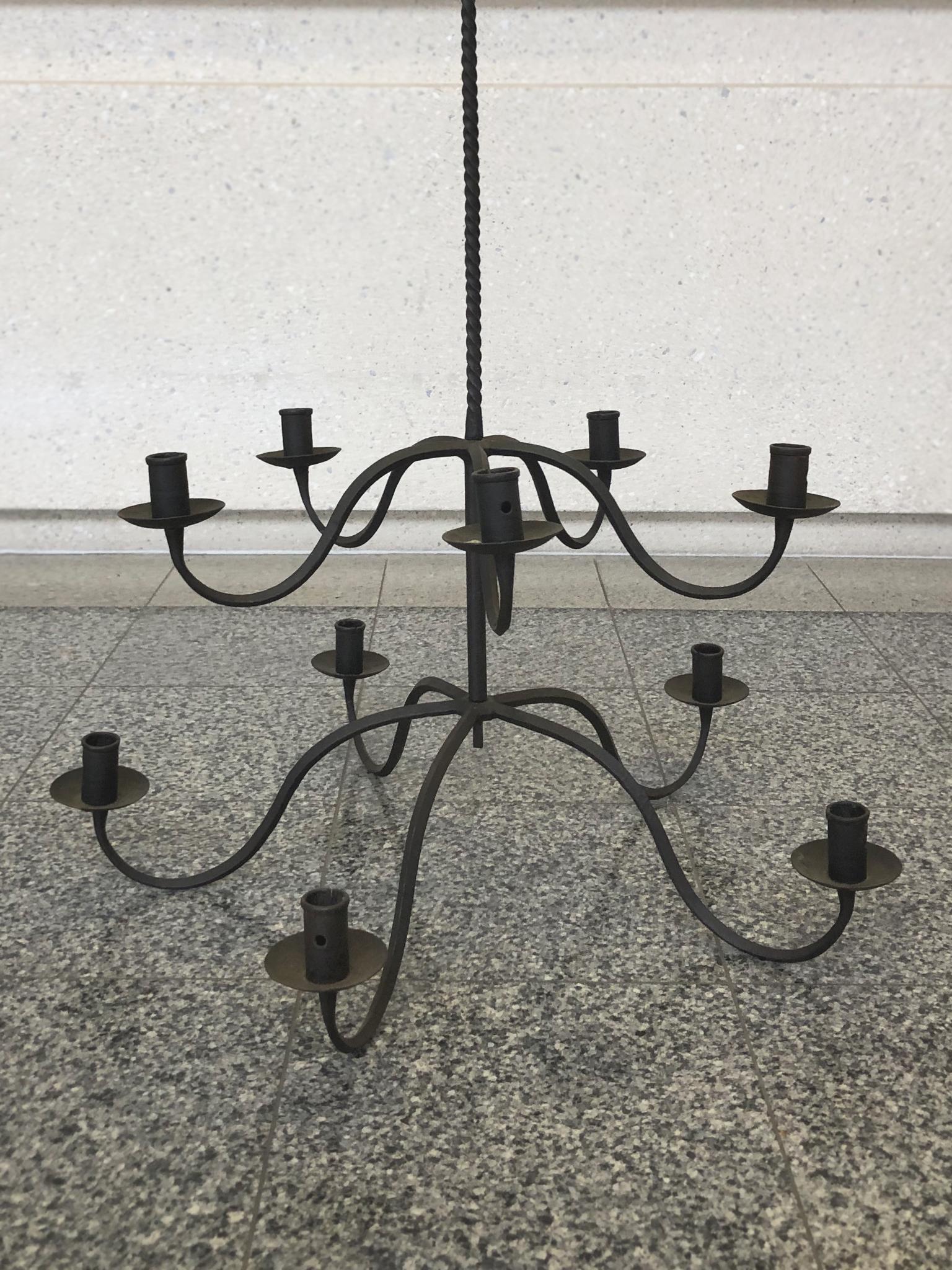Spanish Colonial Antique Spanish Style Hand Forged Iron Candelabra