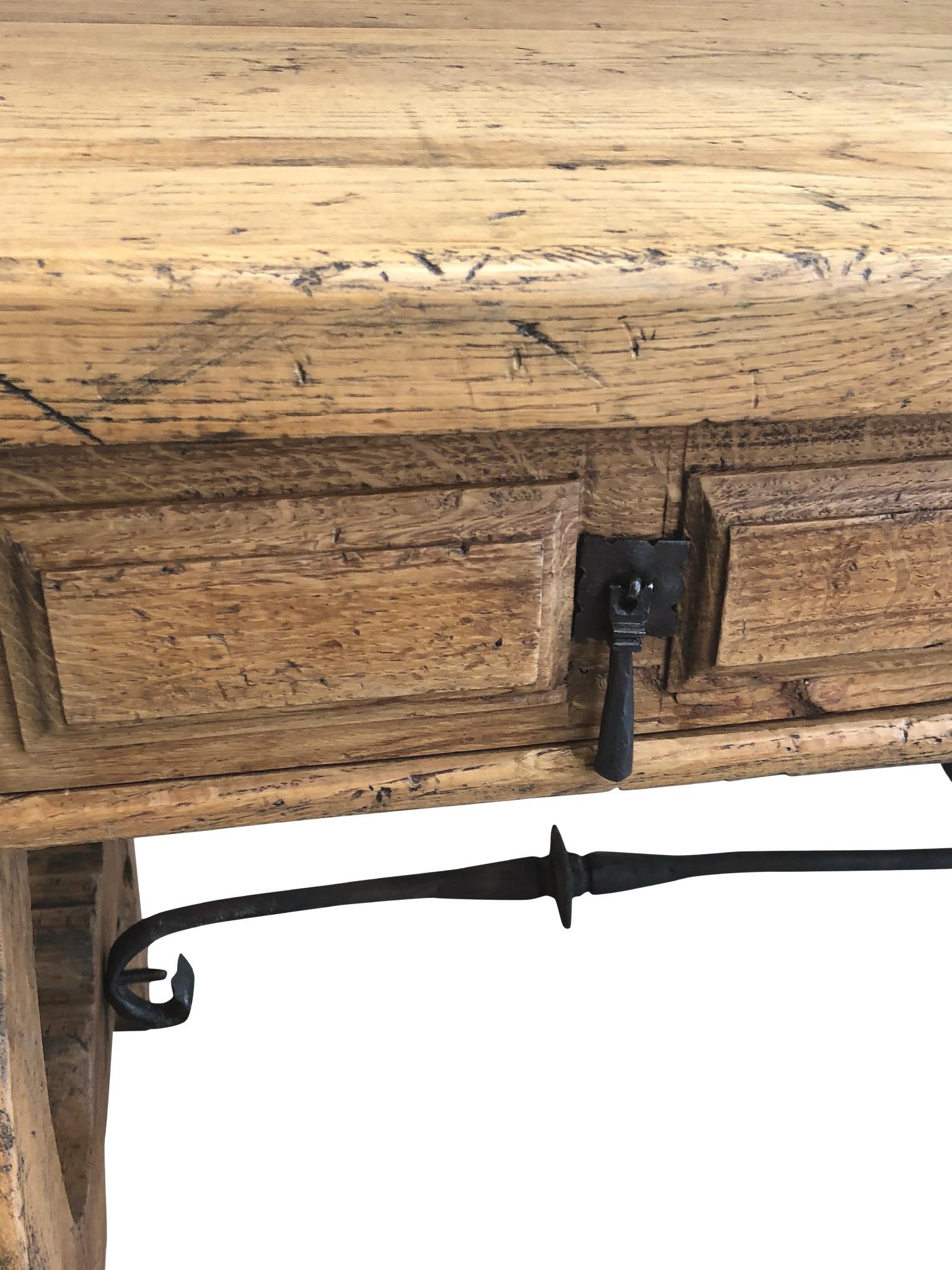 Antique Spanish-Style Oak Trestle Desk 3