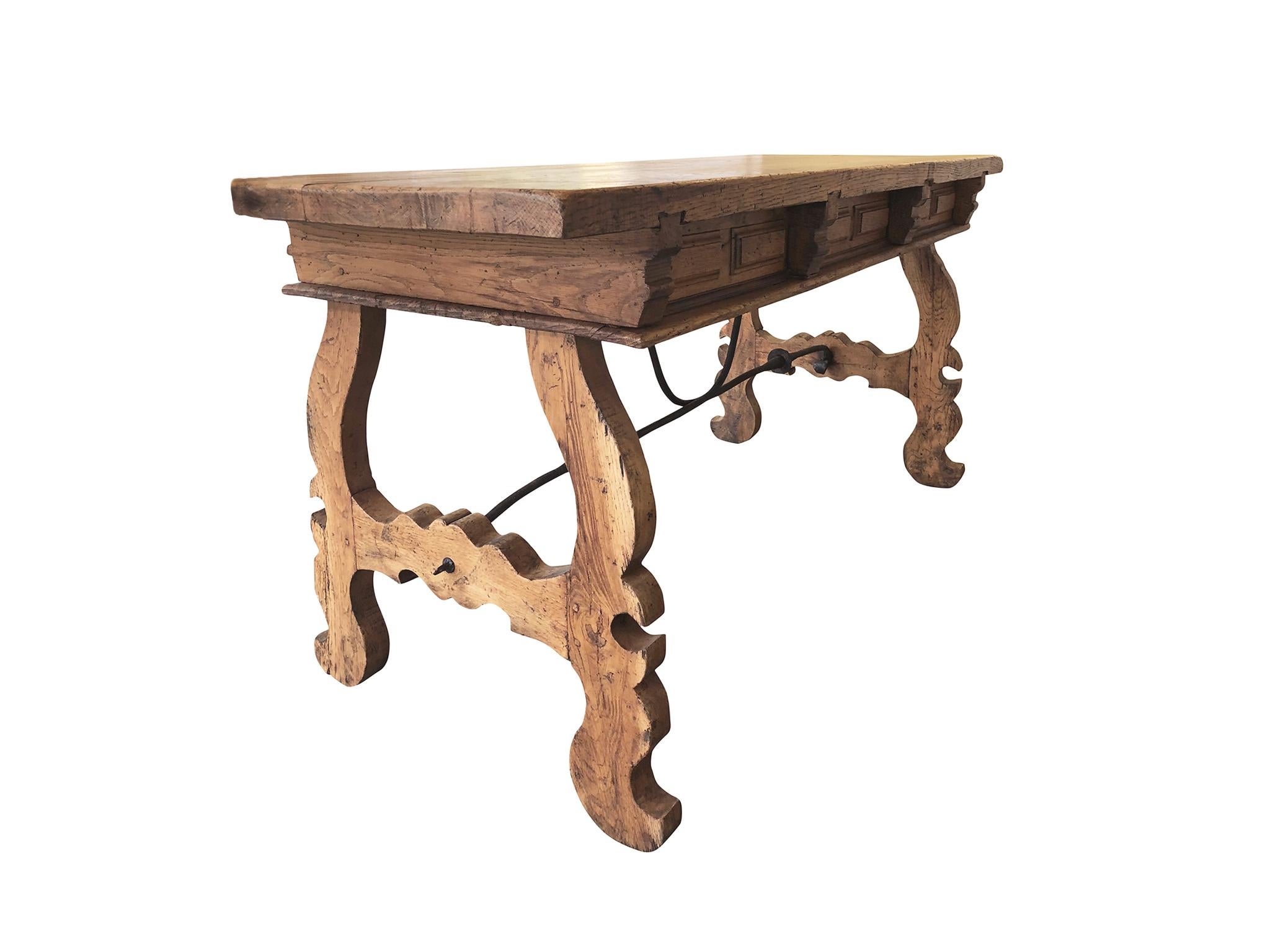 Antique Spanish-Style Oak Trestle Desk 5