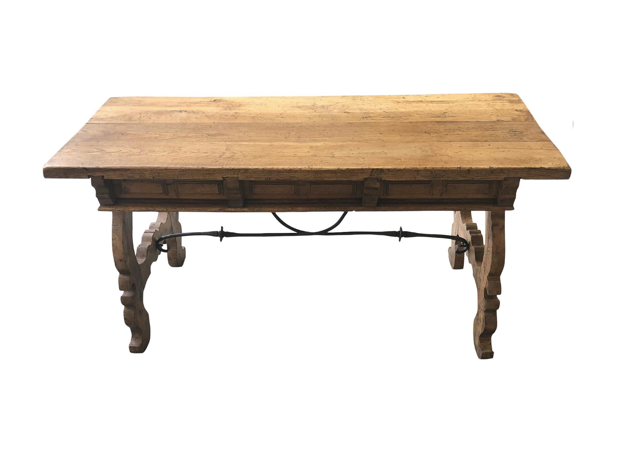 Antique Spanish-Style Oak Trestle Desk 6