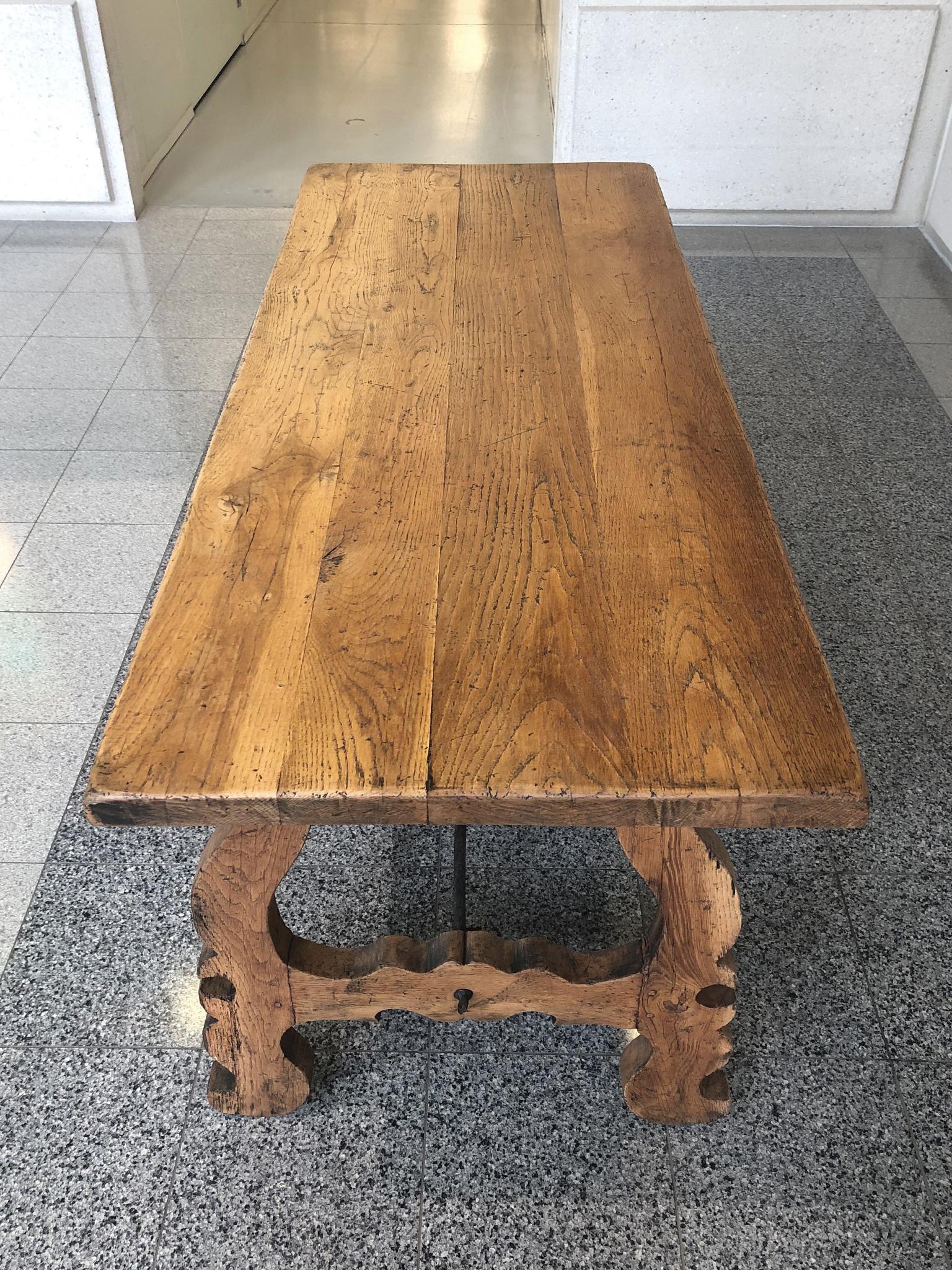 Antique Spanish-Style Oak Trestle Desk 12