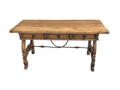 Antique Spanish-Style Oak Trestle Desk