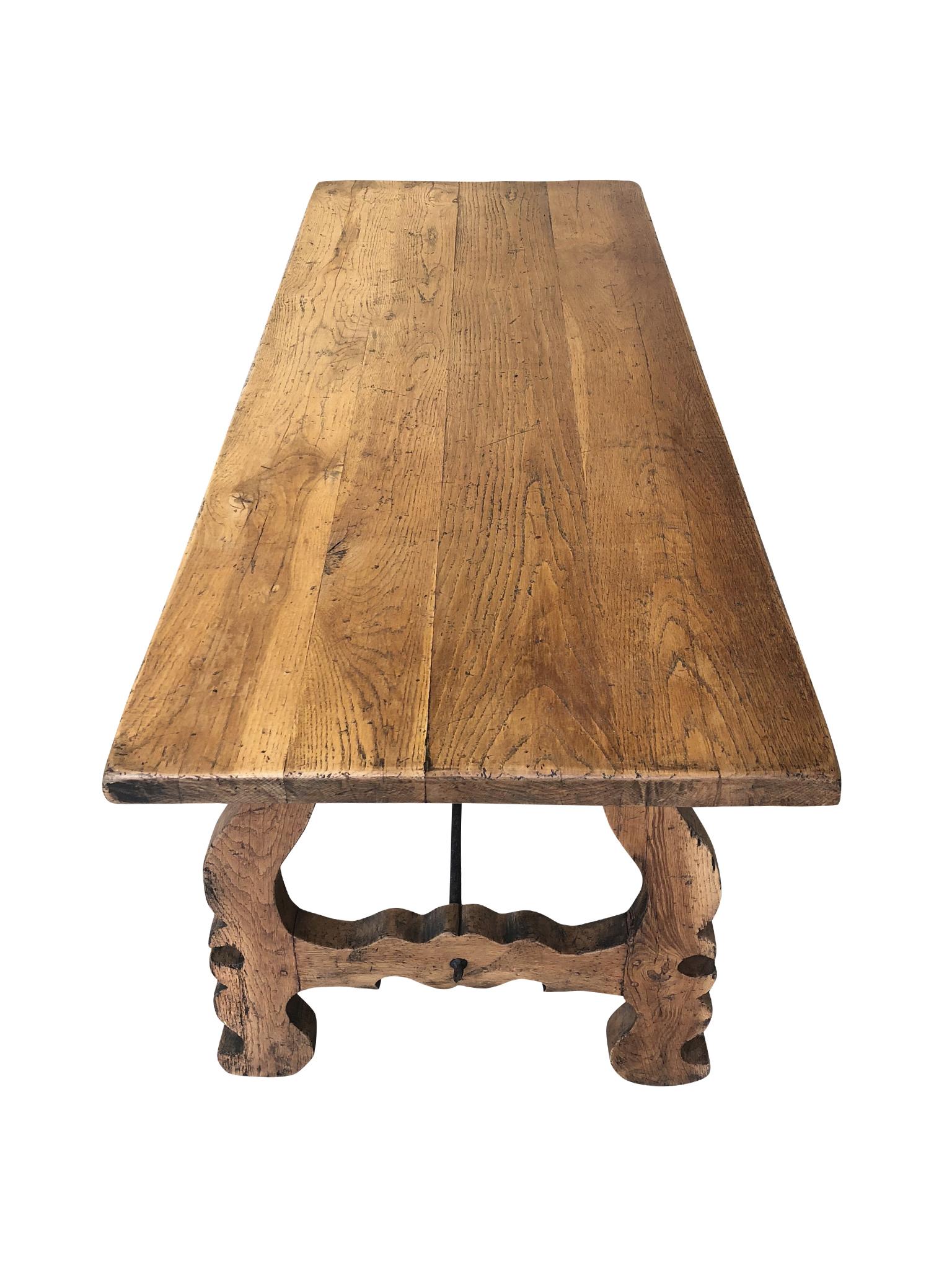 Spanish Colonial Antique Spanish-Style Oak Trestle Desk