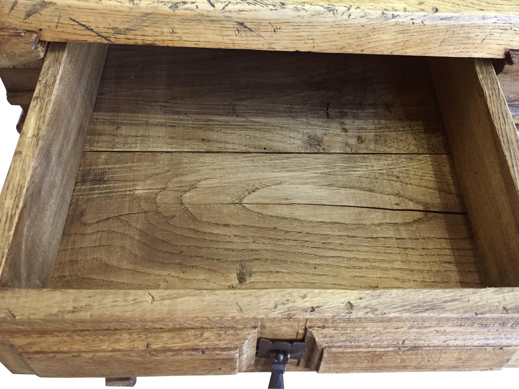 Antique Spanish-Style Oak Trestle Desk 2