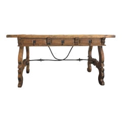 Antique Spanish-Style Oak Trestle Desk
