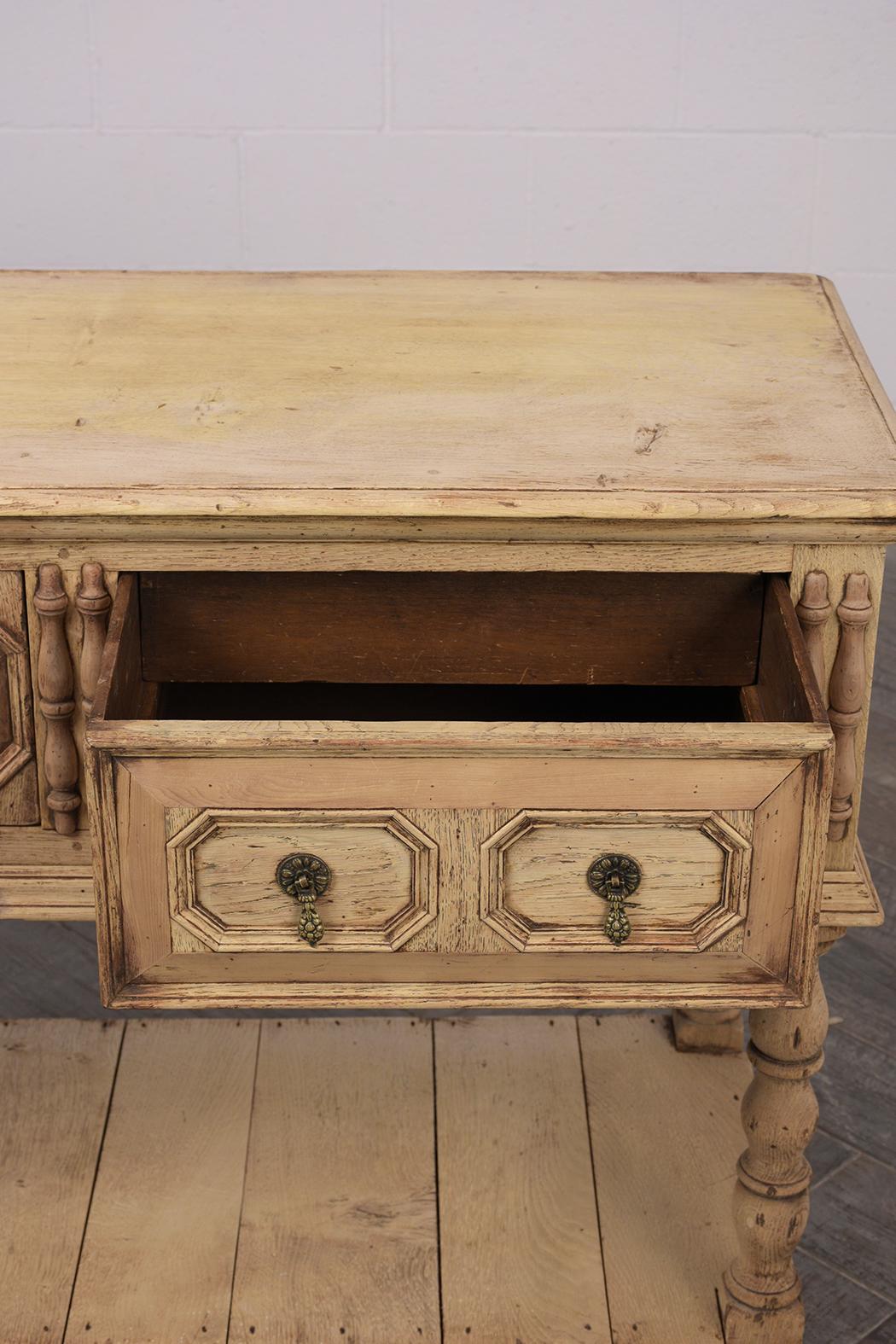 Antique Spanish Style Server with a Bleach Finish  2